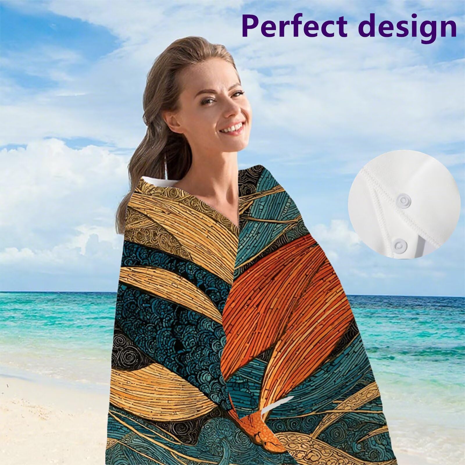 Telo Mare Microfibra 80x180 cm Telo Mare Grande, Asciugamano Palestra Assorbente Asciugatura Rapida, Asciugamano Mare Antisabbi Stuoia Spiaggia per Piscina, Campeggio, Viaggio - Pesce Animale G1-224
