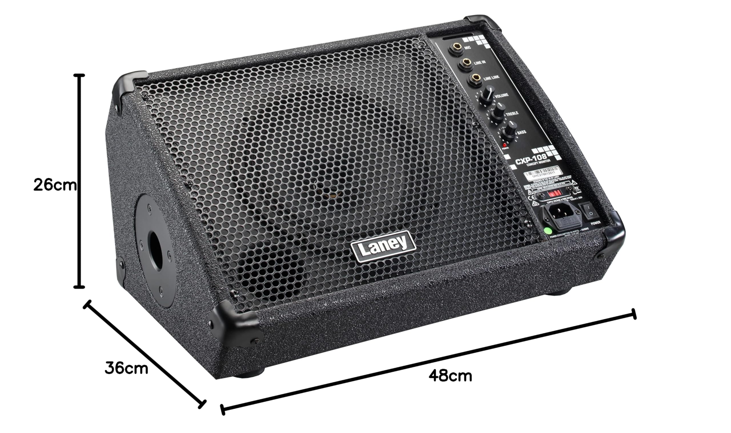 Laney CONCEPT Series CXP-108 - Active Stage Monitor - 80W - 8 inch Coaxial Woofer,Black