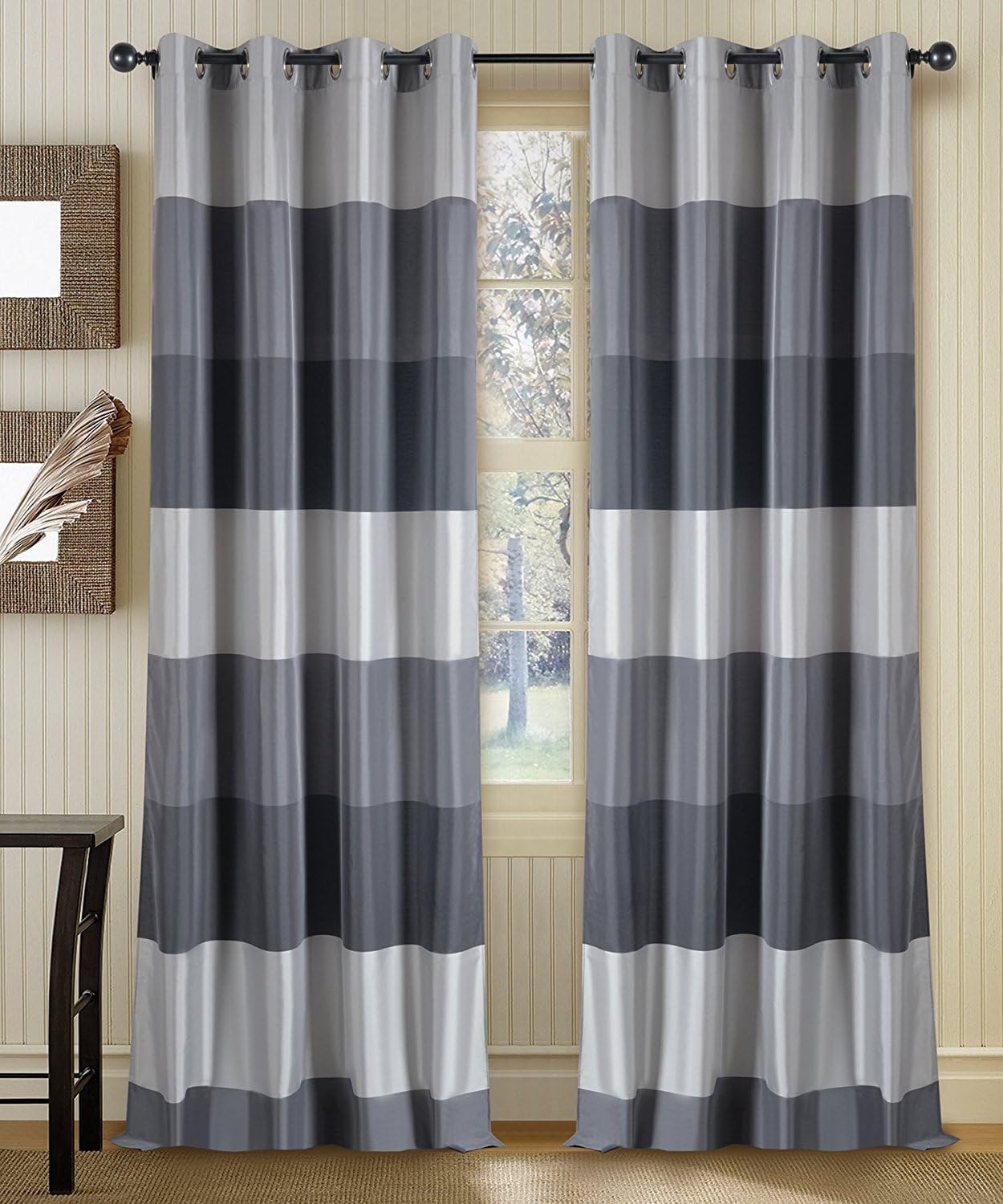 PVR FashionPVR Fashion Premium Silhouette Elegant Multi Eyelet Door Curtain Set of 2-48 X 84 inch in Grey