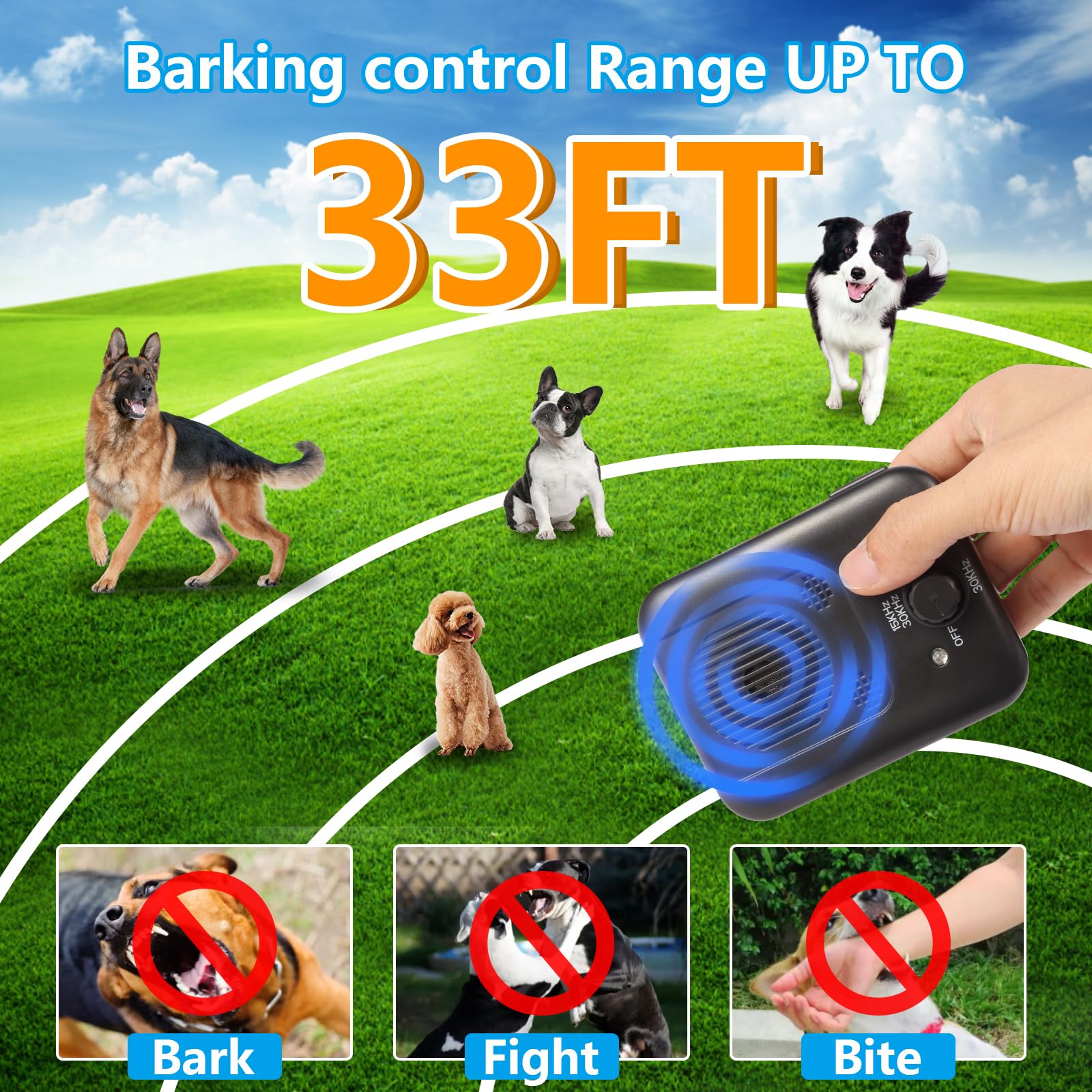 MOXIAOYAN Ultrasonic Dog Bark Deterrent Devices, Anti Barking Device for Dogs with 3 Modes Indoor & Outdoor, Safe for Dogs & Human Portable with 3 Modes, Dog Training & Behavior Aids, Bark Box 3