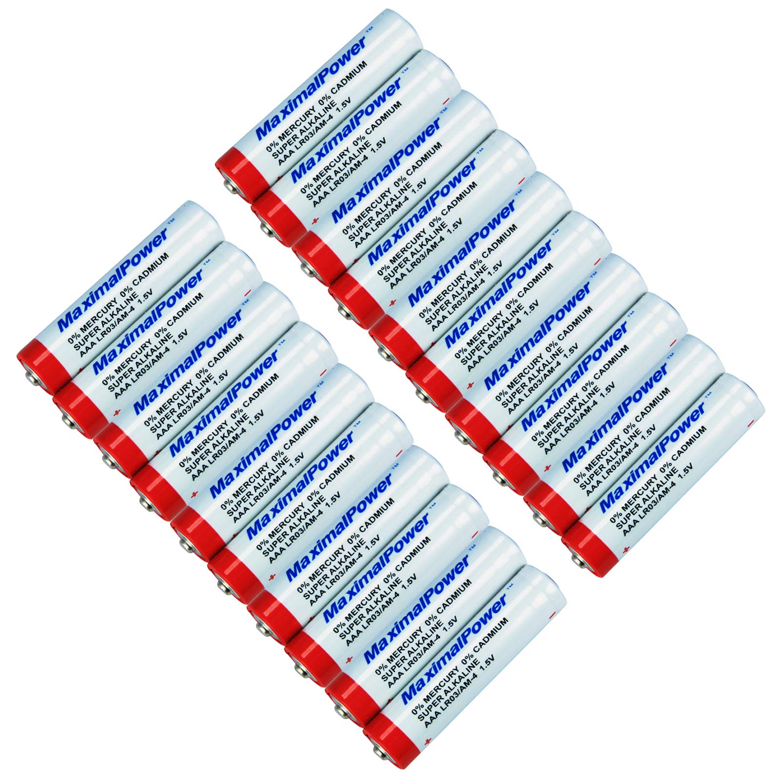 MaximalPower (20 Pack LR03 / AM-4 AAA 1.5V Super Alkaline Batteries - 140 Minutes