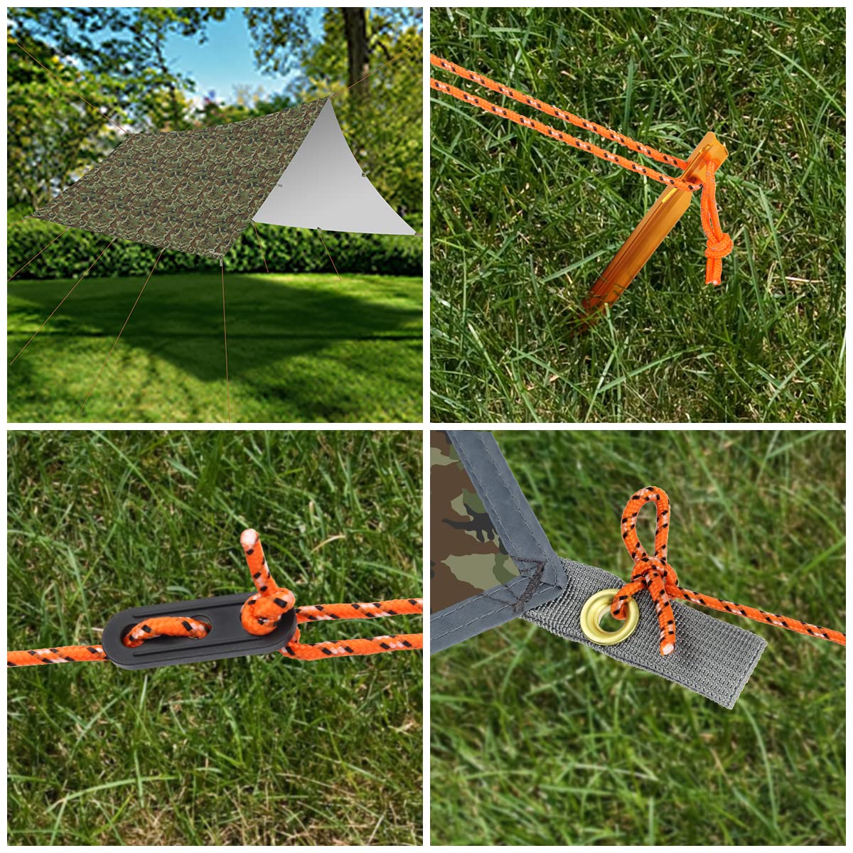 RYACO Tarp 3x5 m Wasserdicht Zeltplane Ultraleicht mit ösen + 6 Erdnägel + 6 Seilen, Anti-UV Schnee Regen Schutz Leicht Kompakt für Hängematte Camping Wandern Picknick Reisen Outdoor Aktivitäten