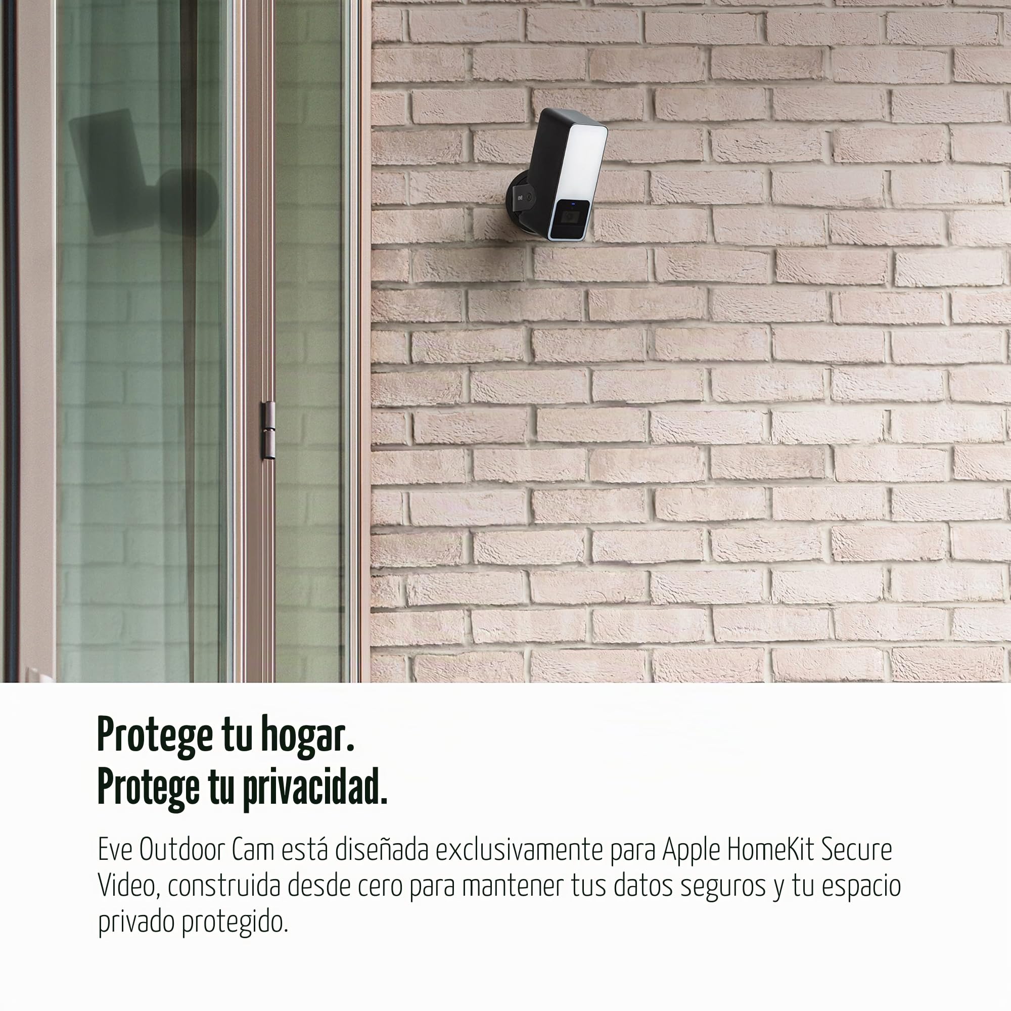 Eve Outdoor Cam – cámara segura con foco, máxima seguridad y privacidad (HomeKit Secure Video), 1080p, visión nocturna, Wi-Fi (2,4 GHz), sensor de movimiento, comunicación bidireccional