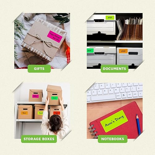 Miniatura 5 de Royal Green Calcomanías rectangulares de codificación de colores para organizar, mover y cajas de almacenamiento, calcomanías de 4 x 2 pulgadas para