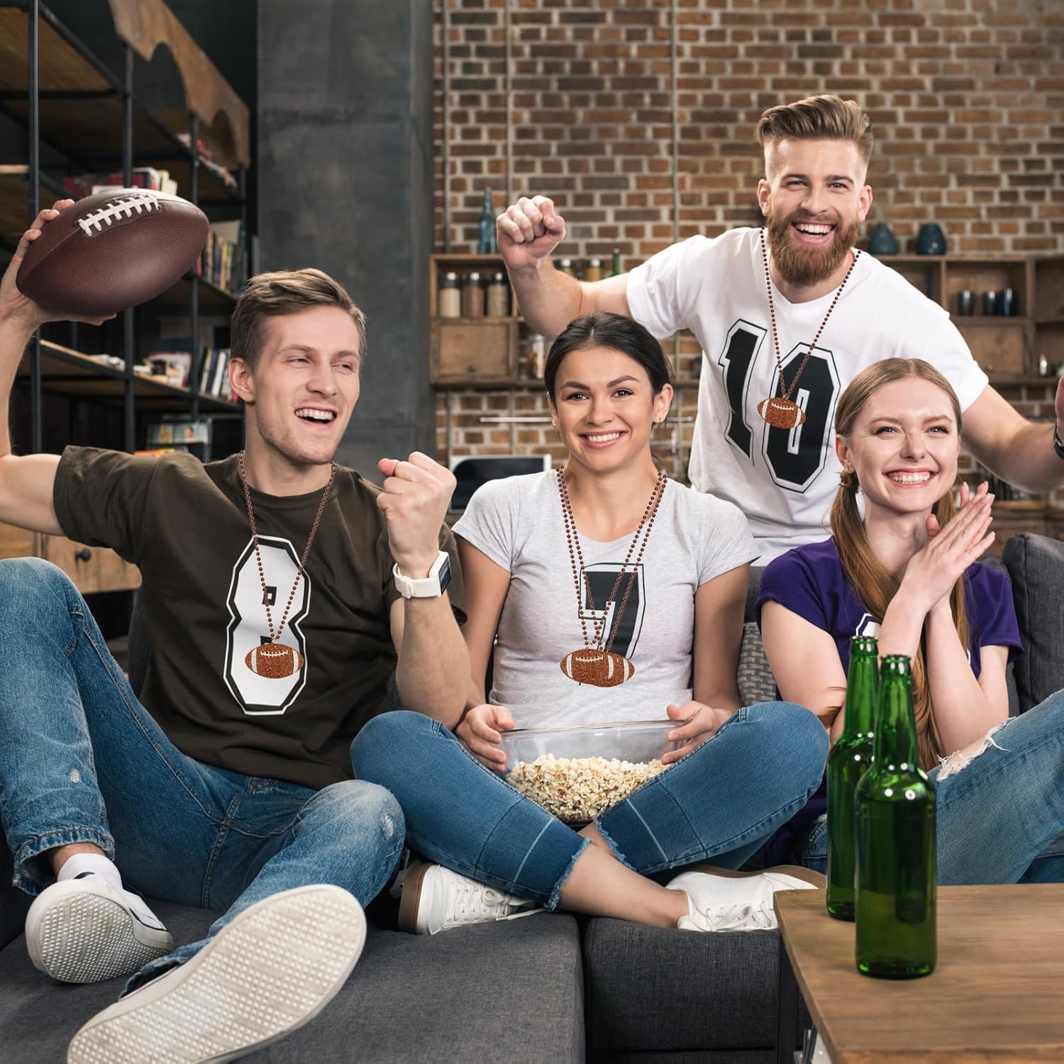 24 Pack Football Pendant Bead Necklaces with Felt Pendants for Football Party Supplies - Image 7