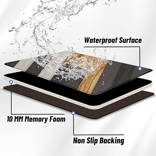 Miniatura 6 de Tyrot Western Aztec - Juego de 2 tapetes de cocina acolchados antifatiga, para el suelo, casa de campo, alfombras de cocina rústicas,