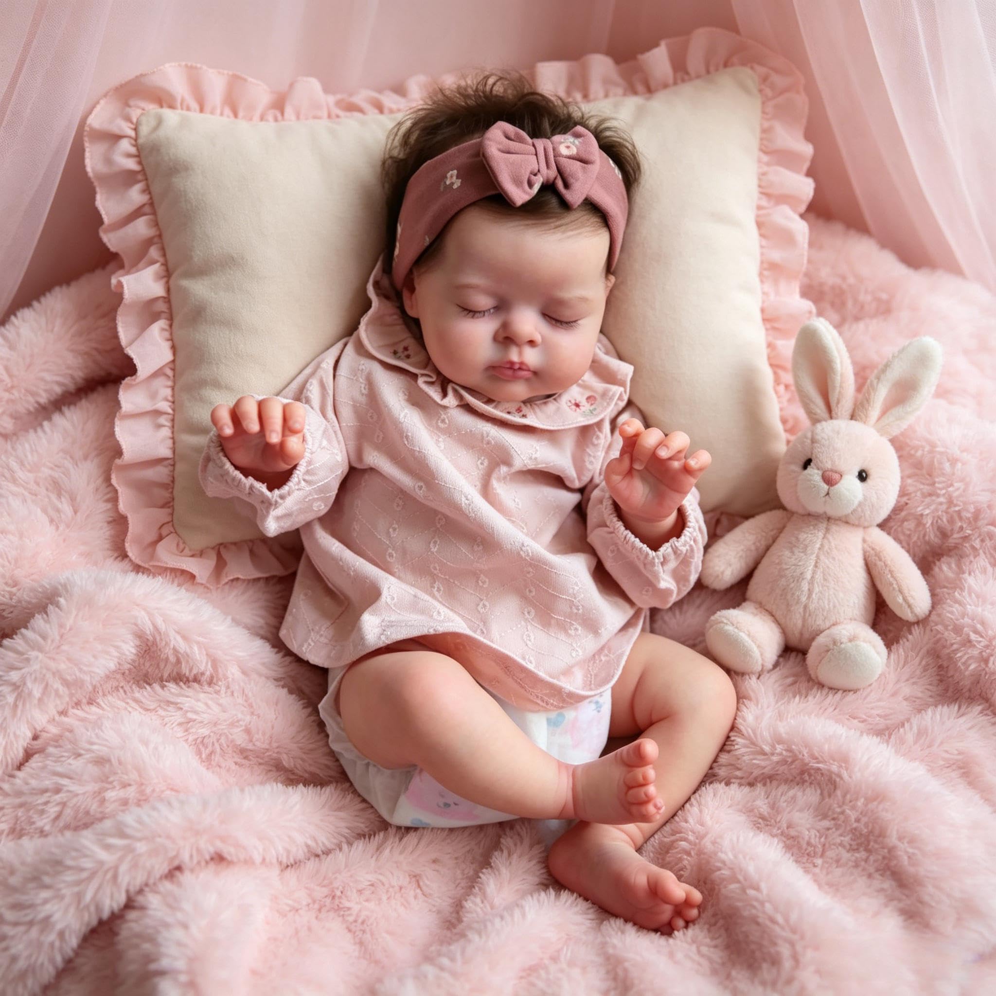 RXDOLL Realistyczne lalki Reborn Baby Dolls 48 cm, prawdziwe życie, noworodek, lalka niemowlęca, z ukorzenionymi włosami, miękka tkanina winylowa, realistyczne, obciążone, odrodzone niemowlęta, dla