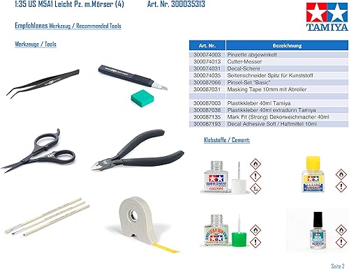 Miniatura 3 de Tamiya 35313 135 US tanque ligero M5A1 modelo de plástico kit