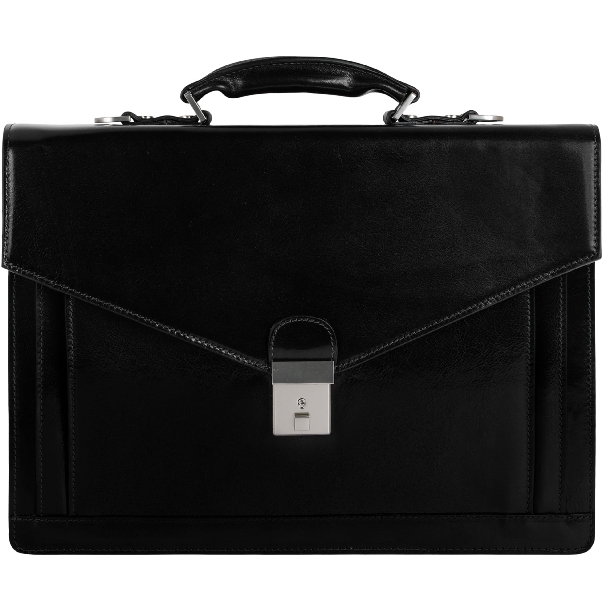Time Resistance Leather Briefcase for Men - Business Laptop Bag - Italian Handmade Leather Bag - Attache - Gift Box Included