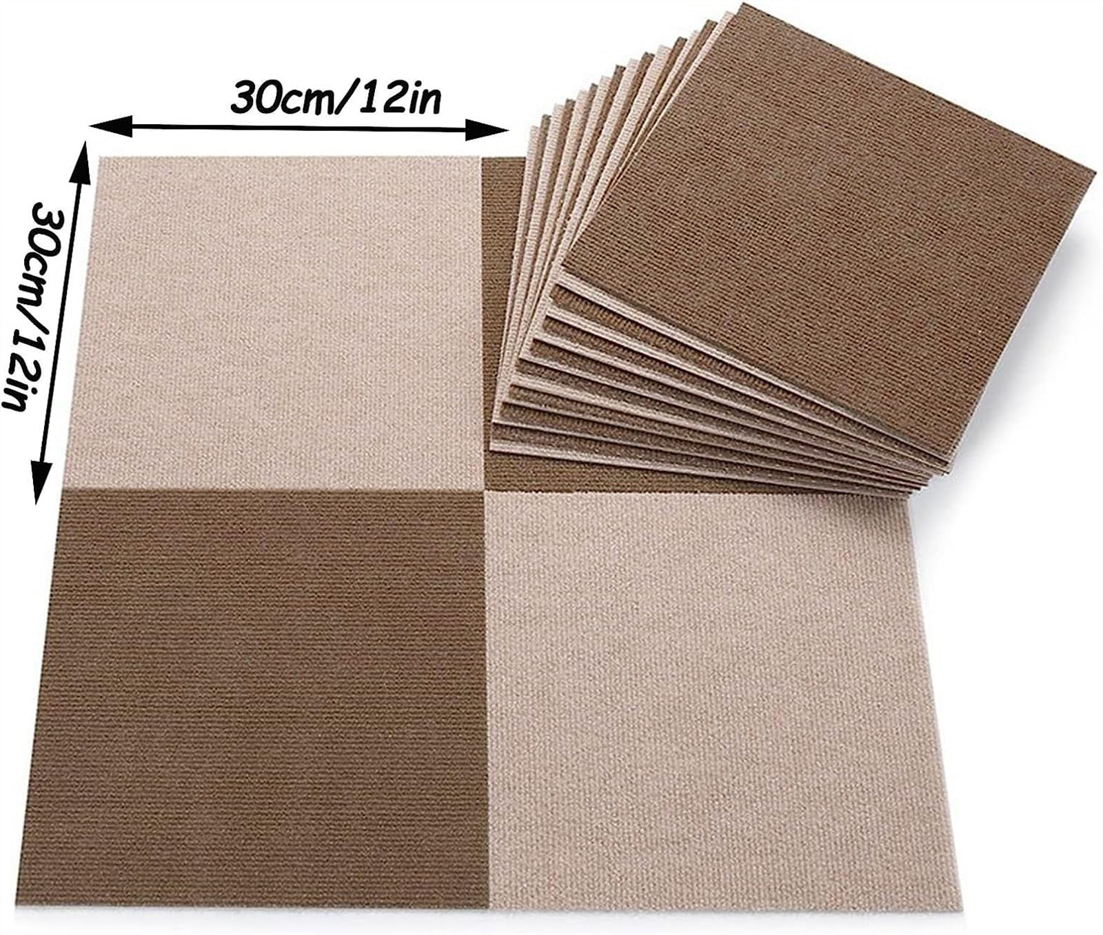 Losetas de moqueta Autoadhesivas, Baldosas de moqueta Acolchada Suave 30 x cm (12" 12") Autoadhesivas for Uso Comercial y residencial. Fáciles Pegar Lavar(Curry Color,60pcs)