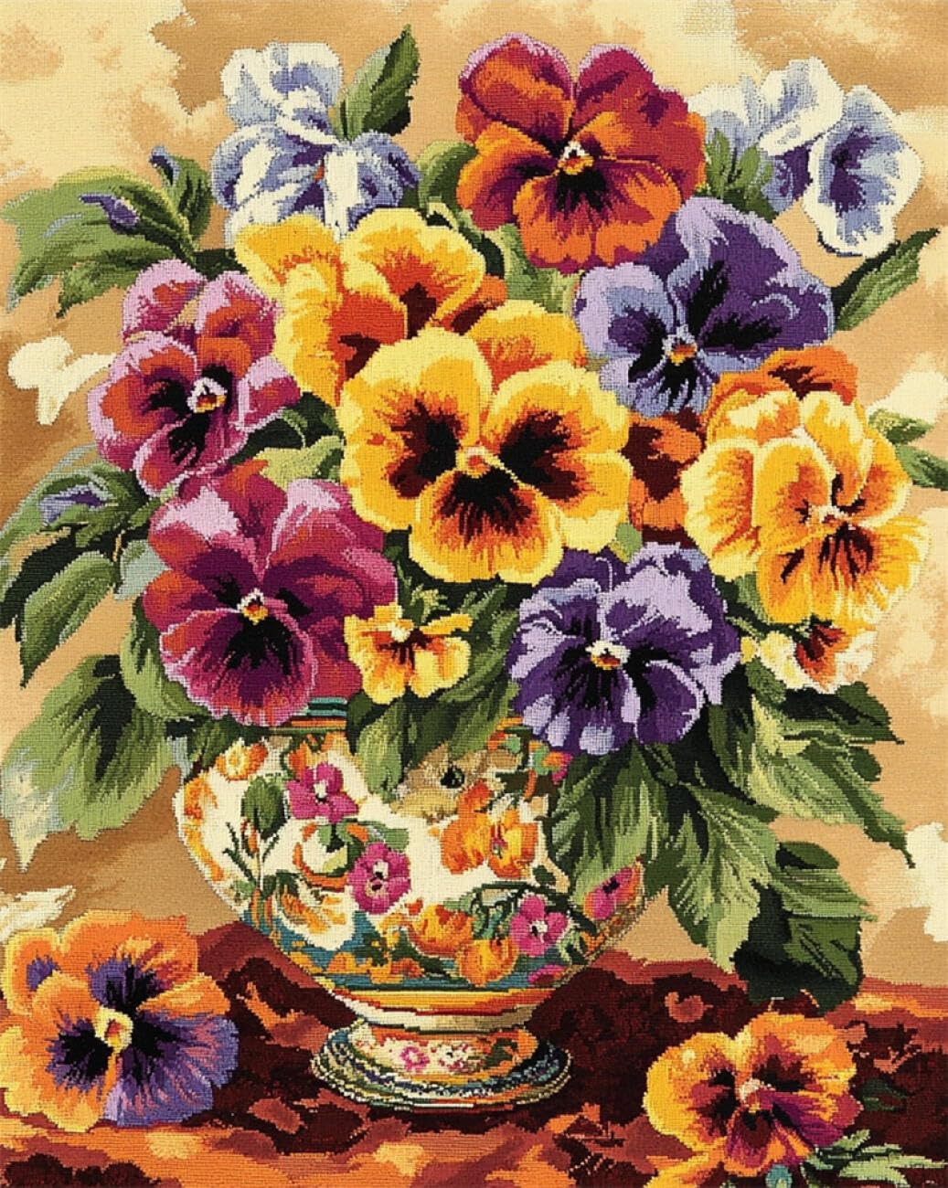 Axiangzik E N.lanshan Blumen Diy Latch Hook Rugs Kits Pansies In A Vas Latch Hook Kits For Beginners,Seniors,3D Diy Nthusiasts Rug Making Set 55X75cm