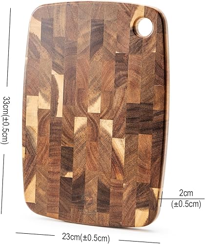 Miniatura 3 de Tabla de Cortar de Madera Bloque de Carnicero, Tabla de Cortar de Madera con Mangos para Carne Queso Tabla de Charcutería, Ideal para Cortar,