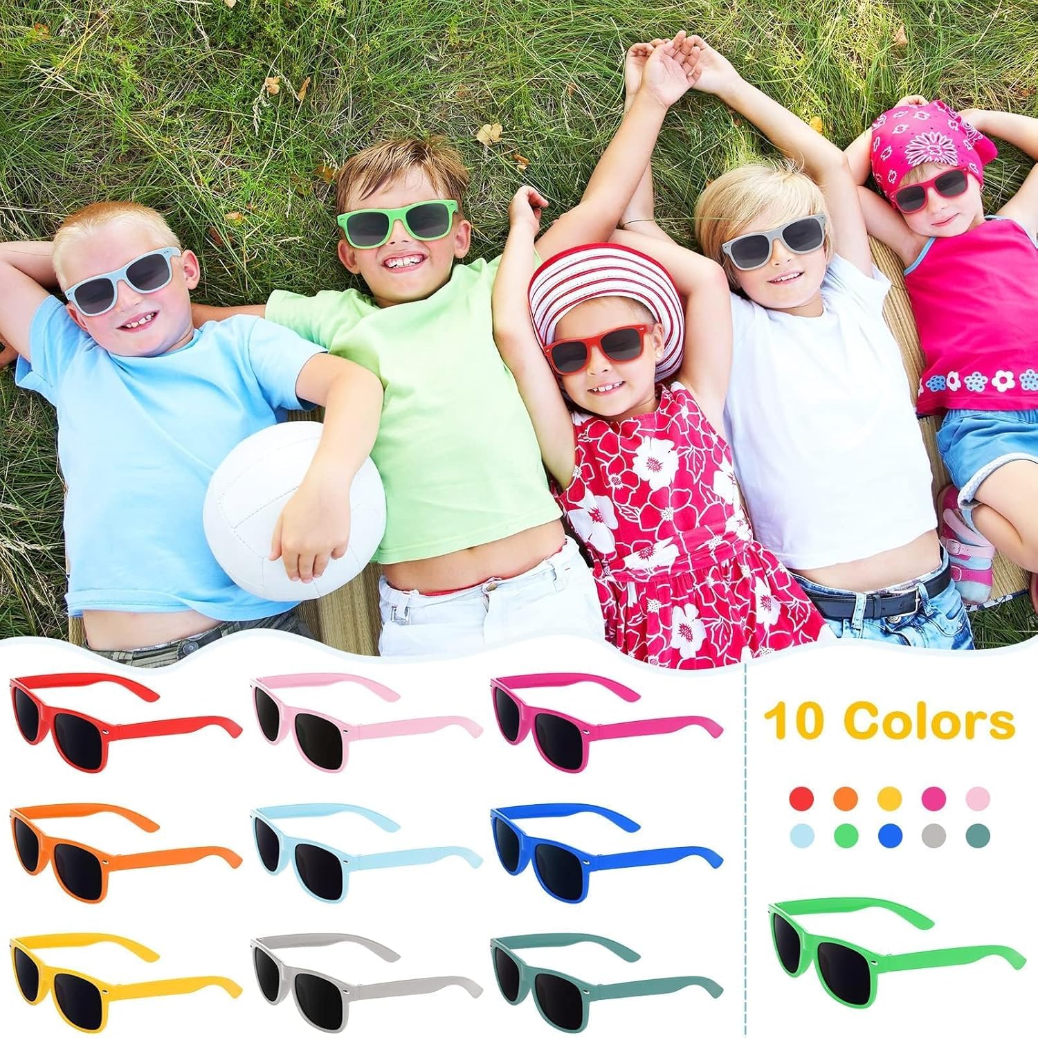 Kids Sunglasses Bulk, 60 Pack Neon Party Sunglasses, 80's Style, 10 Colors, Universal Size, Unisex, Birthday Party Favors - Image 2