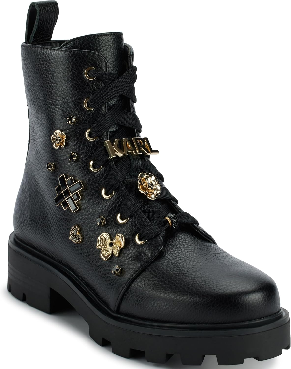 KARL LAGERFELD Women's Makenzie Lace Up Combat Boots