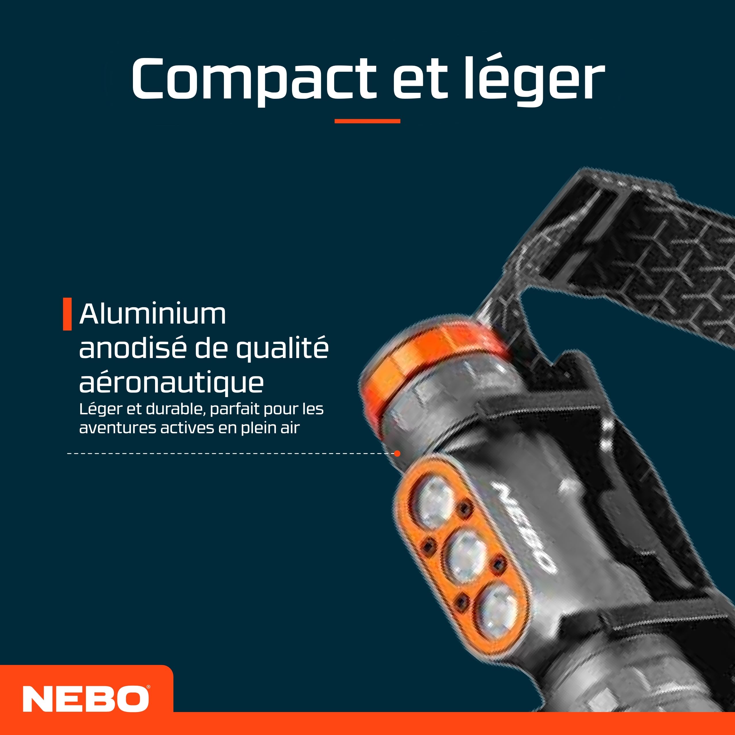 NEBO Transcend 1500 - Lampe frontale rechargeable USB-C - Accessoires de camping et de randonnée - Lampe frontale pour la course à pied et le sport en extérieur,Noir
