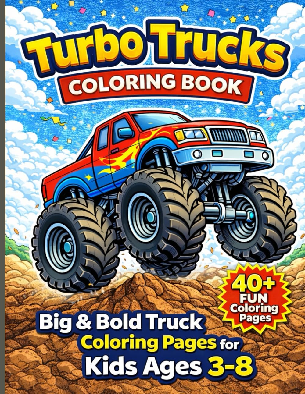 Turbo Trucks Coloring Book: Big & Bold Truck Coloring Pages for Kids Ages 3–8 Fun & Easy Monster Truck Designs