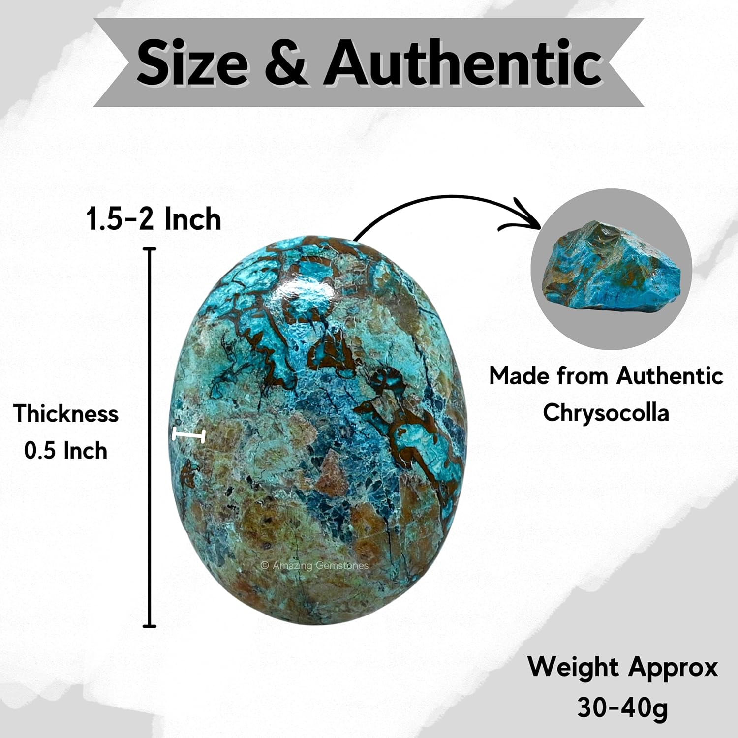 Amazing Gemstone Chrysocolla Shattuckite Crystals and Healing Stones - Large Palm Stone Crystals Piedra - Crystal for Good Luck, Positive Energy, Meditation - Unique Stocking Stuffers, Gifts for Women