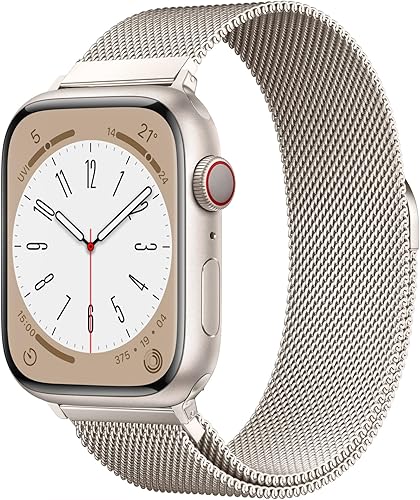 BRG - Correa de acero inoxidable tipo malla milanesa compatible con Apple Watch de 1.5 a 1.9 pulgadas, con cierre magnético, correa de repuesto apta