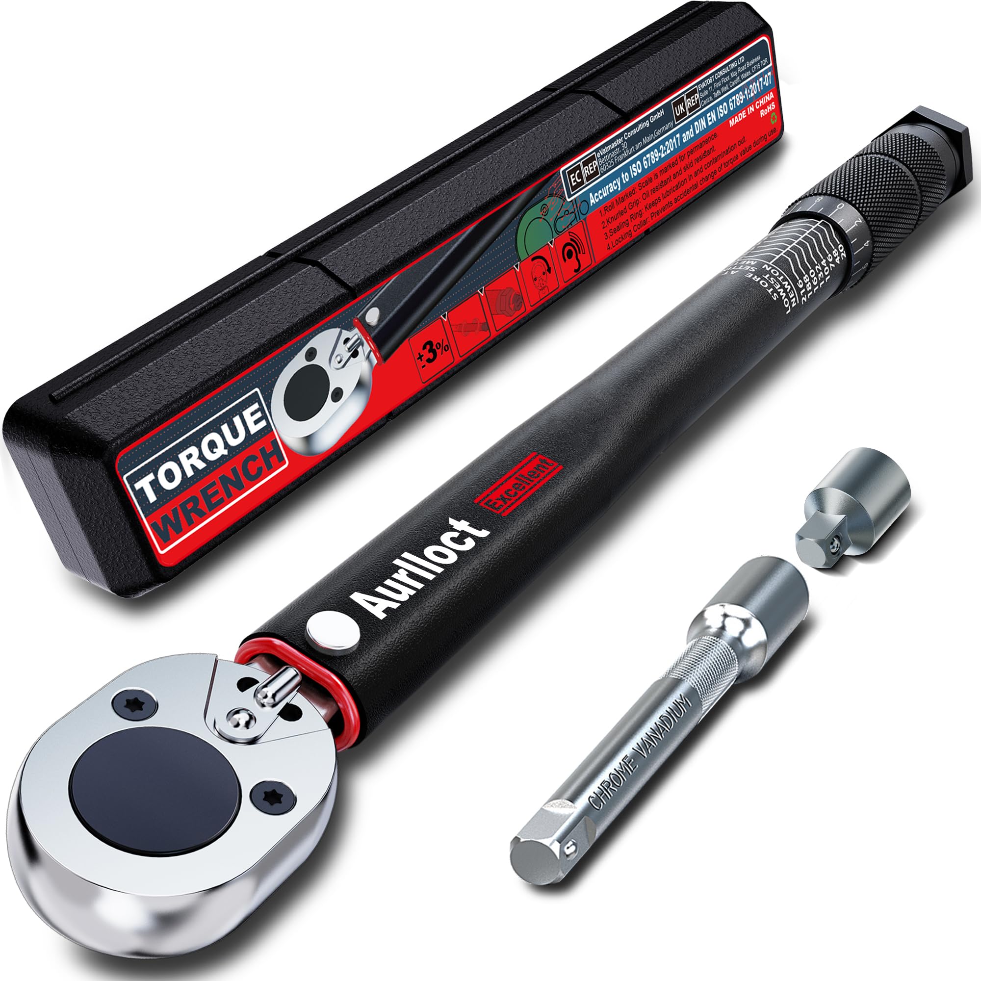 Sponsored Ad – 1/2" Drive Click Torque Wrench Set, Torque Wrench Car 20-230 Nm, Wheel Torque Spanner with 3/8'' Adapter, ± 3% Accuracy for Car Maintenance, Tire Replacement Etc