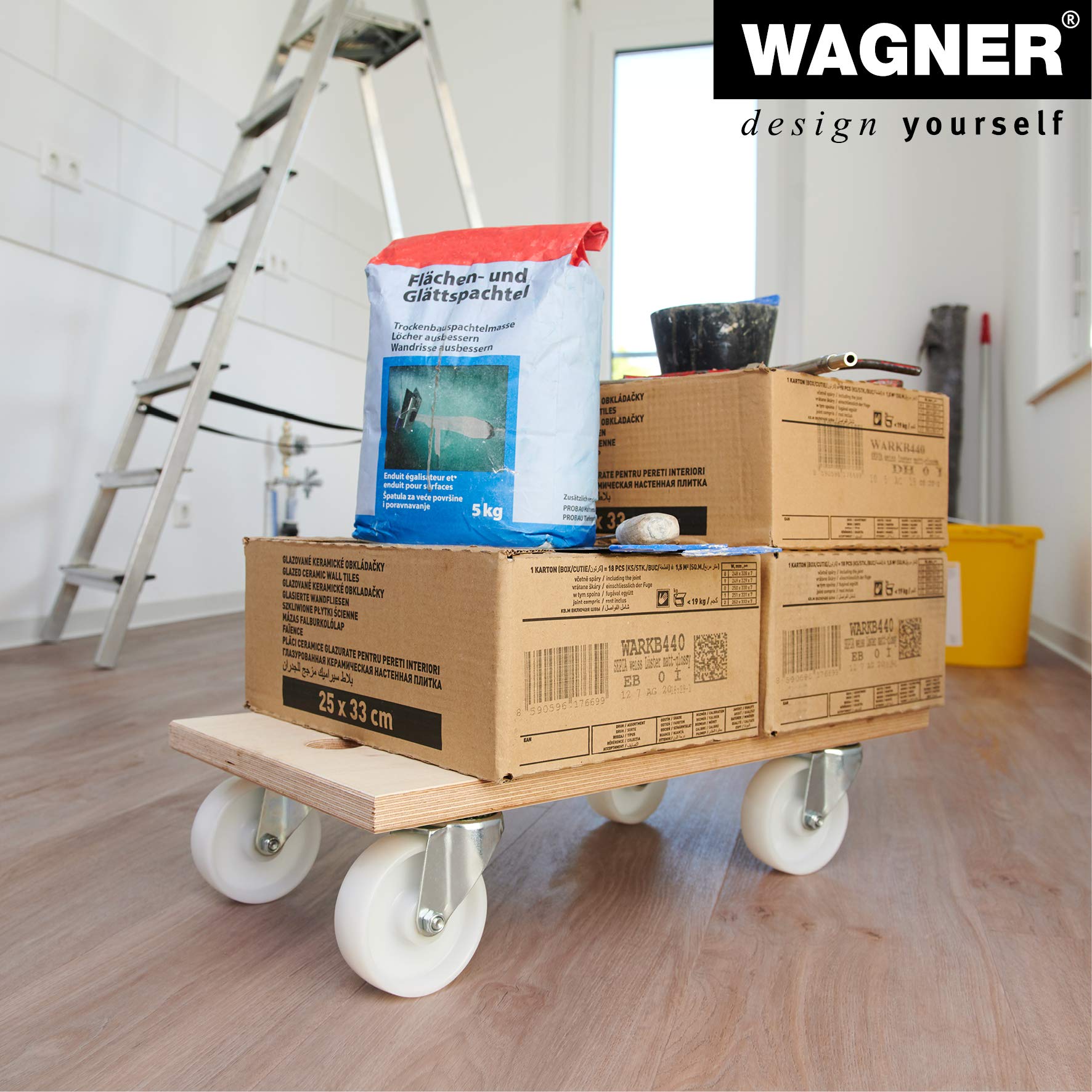WAGNER Design Yourself Chariot de Transport MM 1127 I 59 x 30 cm - Charge 500 kg - Plateau multiplex 24 mm - Trou de Transport - pour Objets encombrants, équipements et Meubles certifié FSC-20112701