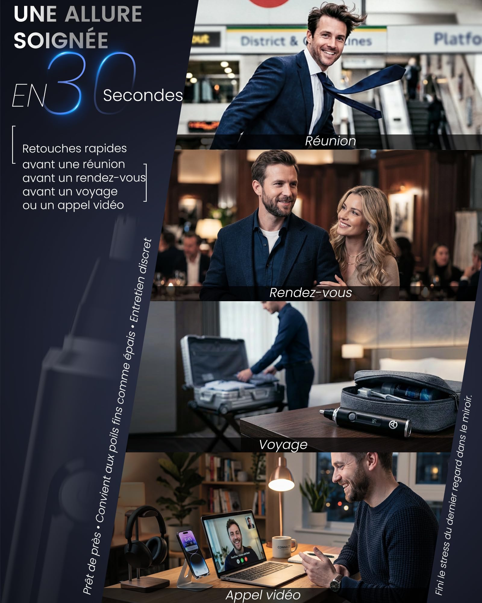 EaseAura® Tondeuse Nez Oreilles Homme & Femme, Rasoir Nezs Rechargeable, Coupe Poils Nez et Oreilles, Tondeuse Poil de Nez Tête Arrondie, Épilateur Nez Précision, LED Display, IPX7 - 3