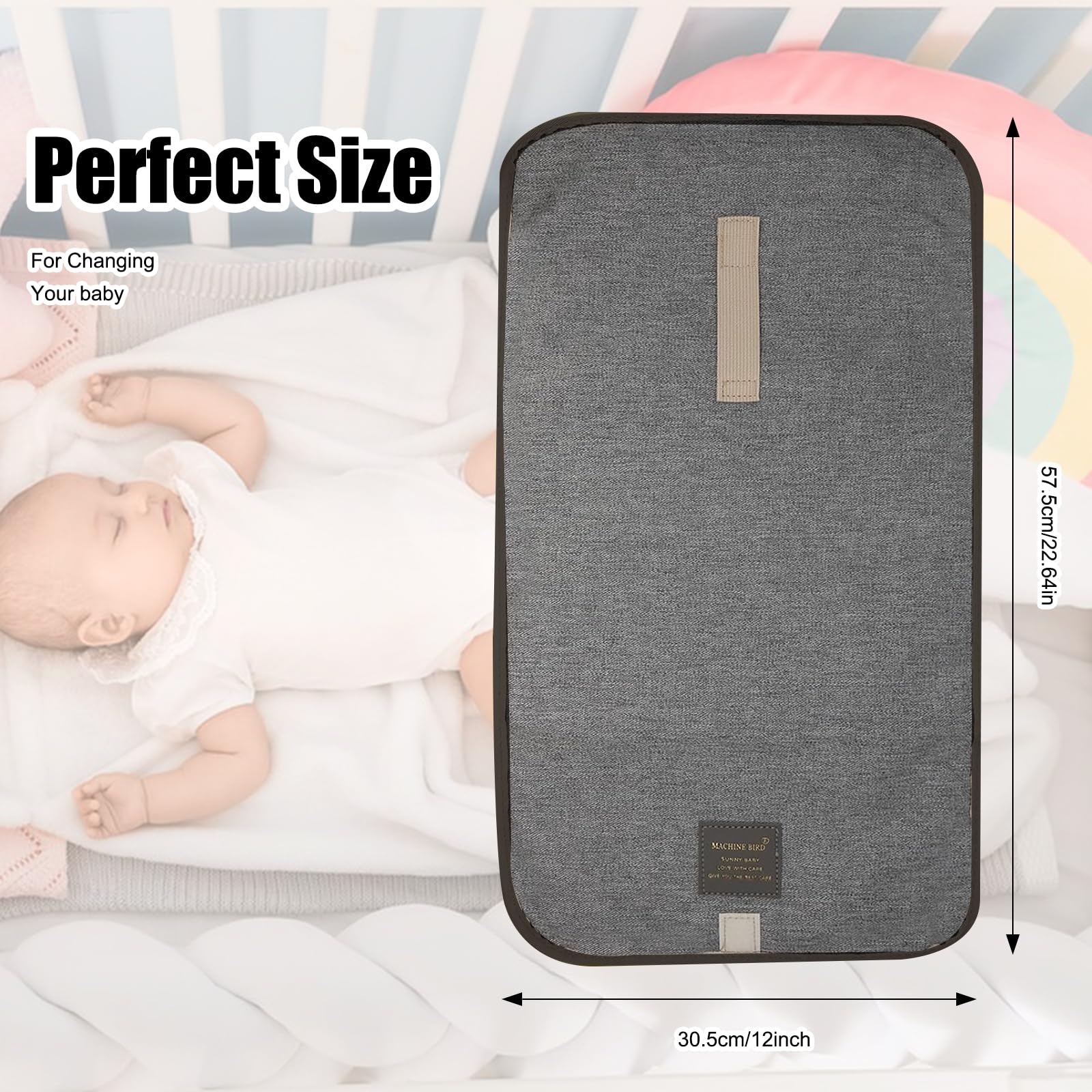 Travel Changing Mat,Portable Changing Mat,Foldable Baby Diaper Changing Pad,Changing Mat Baby Travel,Baby Changing Mat Travel,Nappy Changing Mat Suitable for Travel,Outing,Trip(Dark Gray) - Image 2