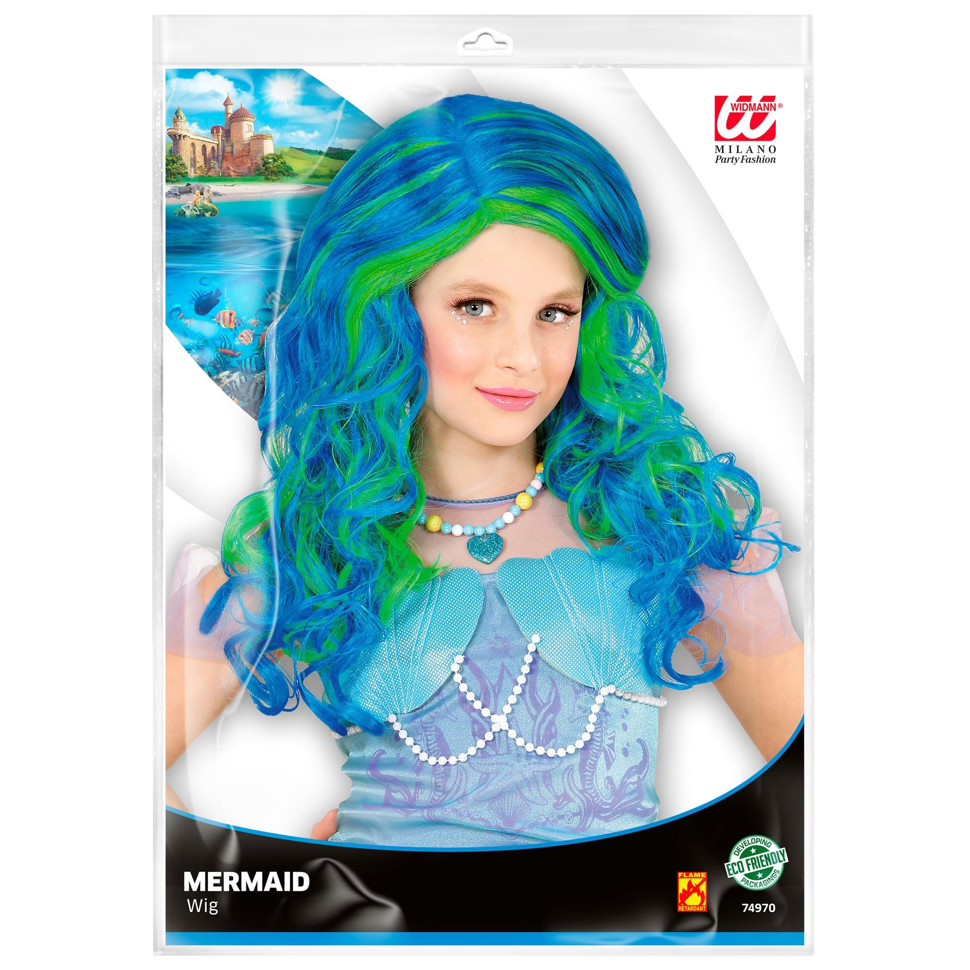 Widmann Peluca De Sirena Para Niños – Cabello Largo Ondulado En Rojo, 100% Poliéster, Accesorio Ideal Para Disfraces De Carnaval Y Fiestas Temáticas
