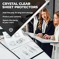 Vista 4 de Dunwell Carpeta portafolio de arte de 11x14 con papel de montaje (negro), carpeta grande para almacenamiento de obras de arte, 24 fundas muestran 48