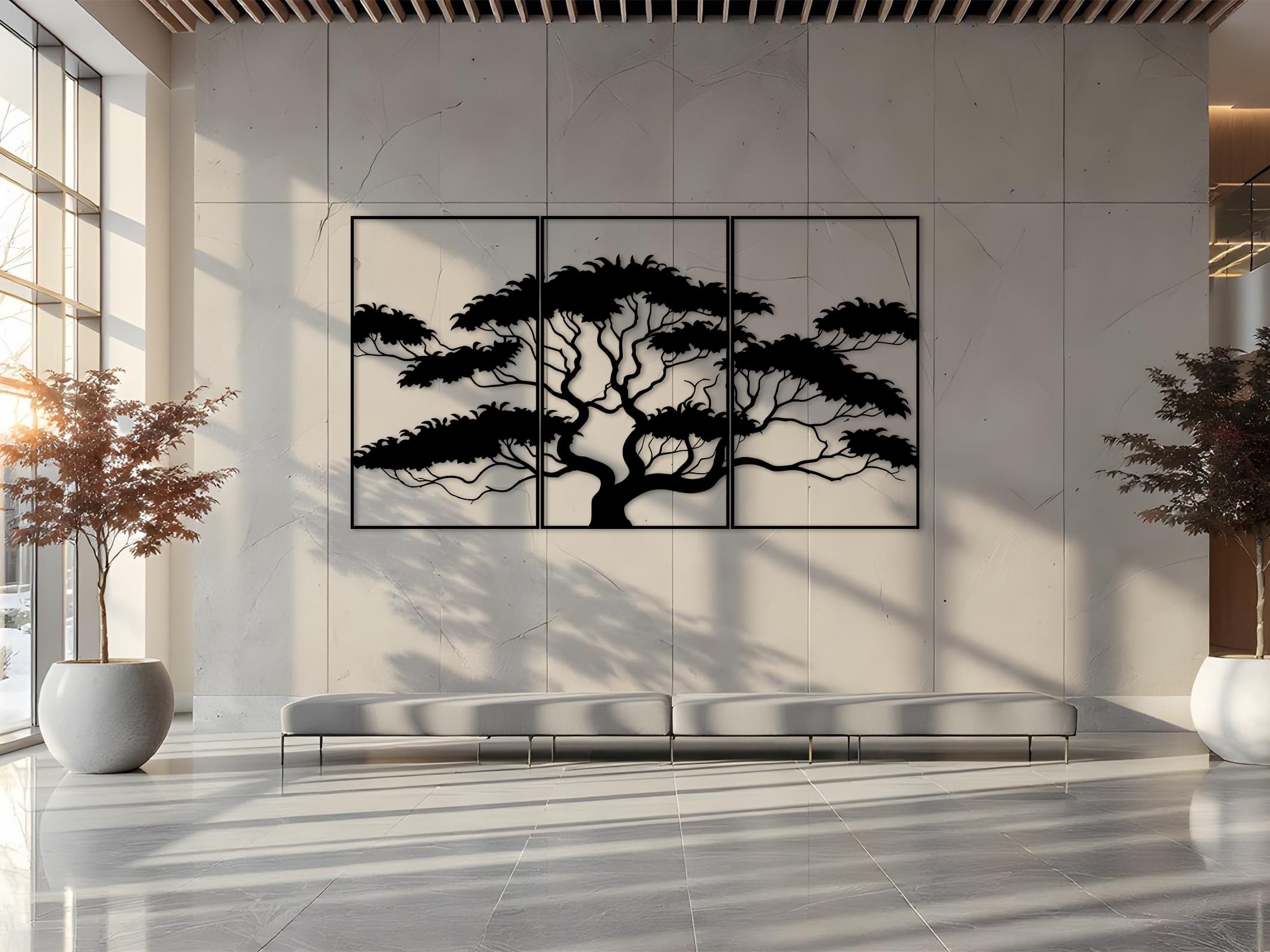 Kajaro Bonsai Quadro da Parete Legno 3 pezzi, 1780x980 mm
