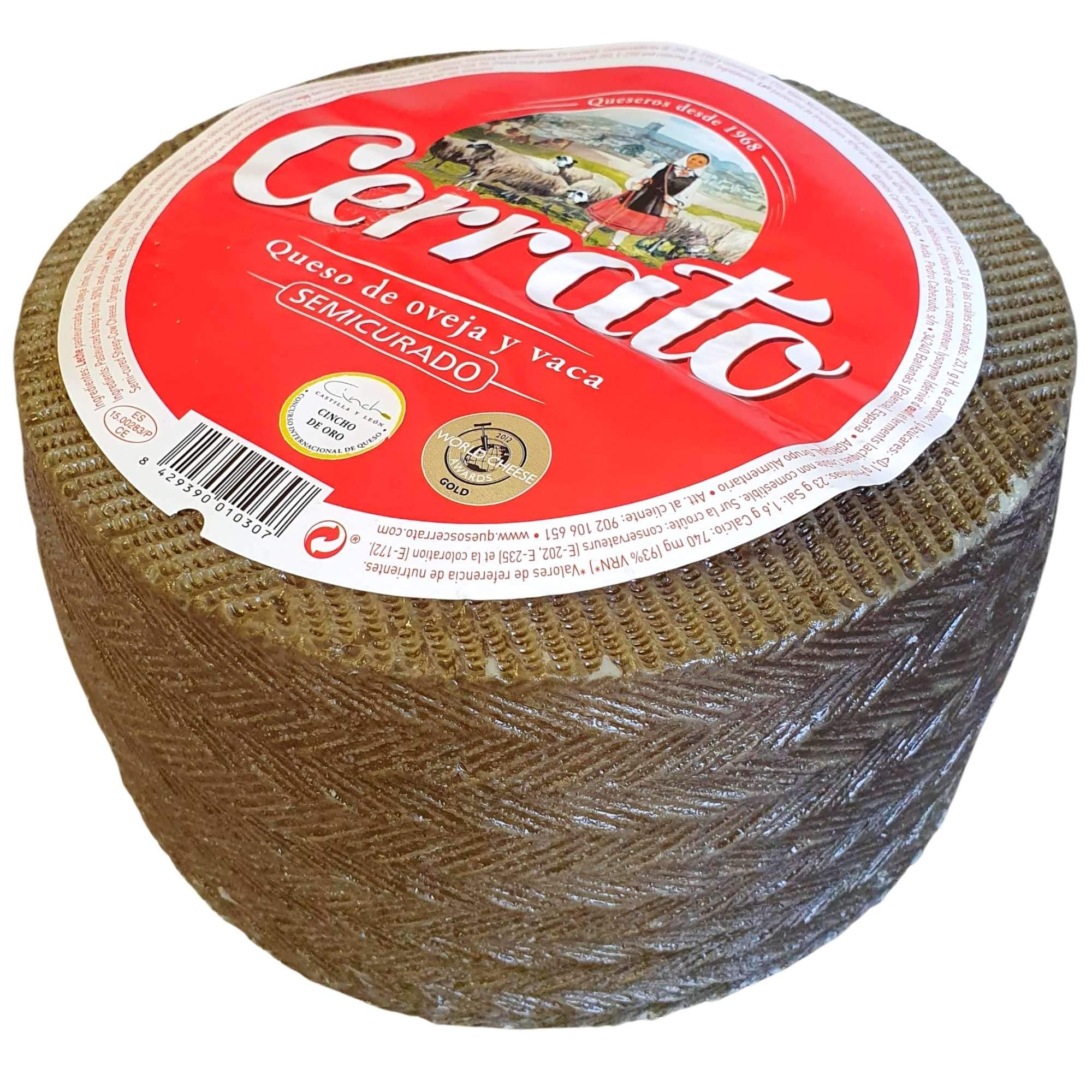 Queso Semicurado Cerrato - Queso Peso Aproximado 2800 gramos - Cerrato Pastora Oveja Vaca - Queso Semicurado con Membrillo TDW (Queso Completo con Membrillo)