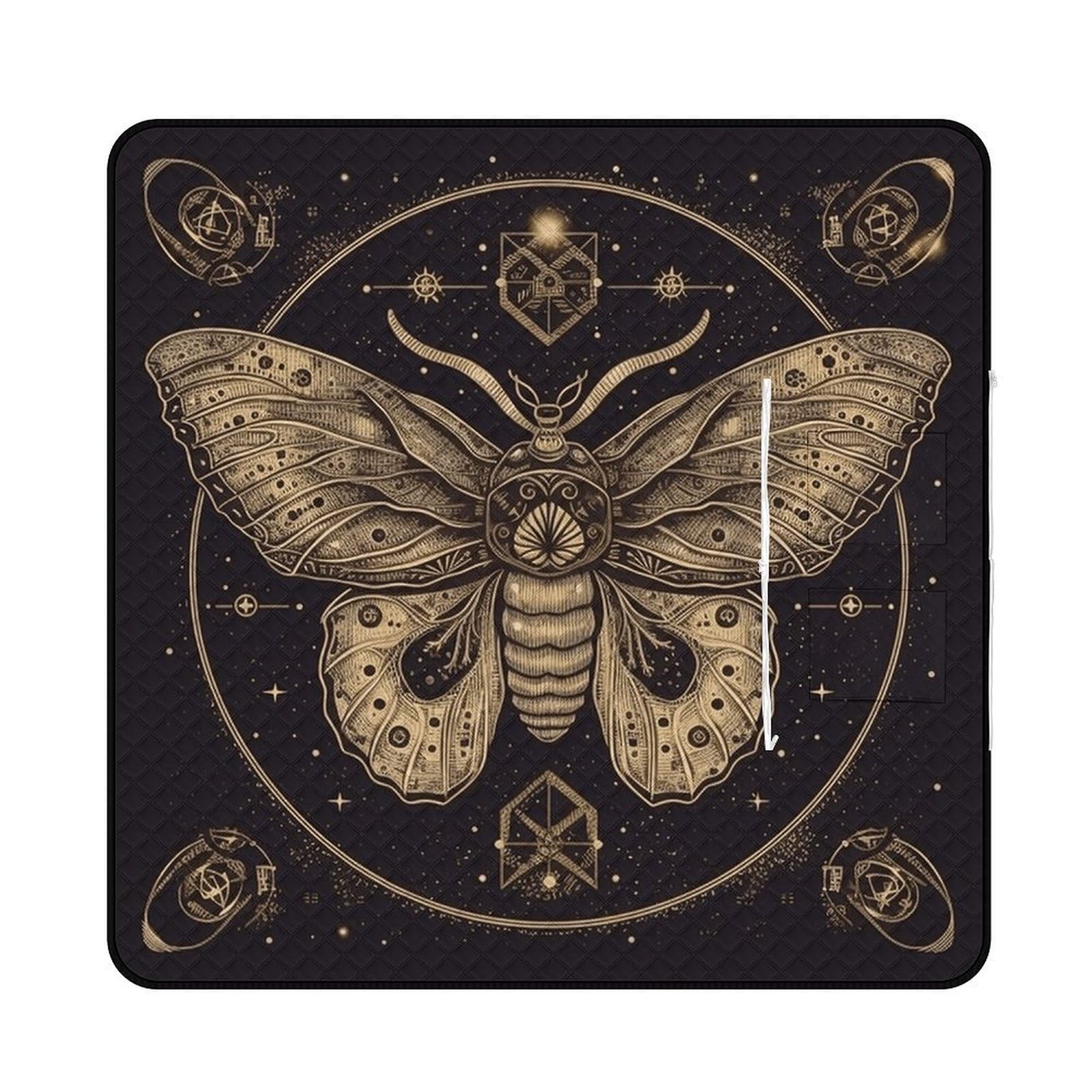 VstaDank Moth Picnic Mat 200x200cm Extra Large Picnic Blanket with Zipper Waterproof Sandproof Beach Blanket Portable Beach Mat Foldable Camping Blankets for Park Grass Lawn Travel