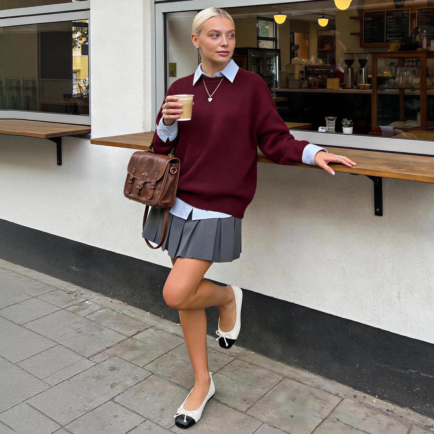 Modatope Ballet Flats with Bow Ballerina Closed Square Toe Slip on Bowknot Flats Shoes for Women Dressy - Image 2