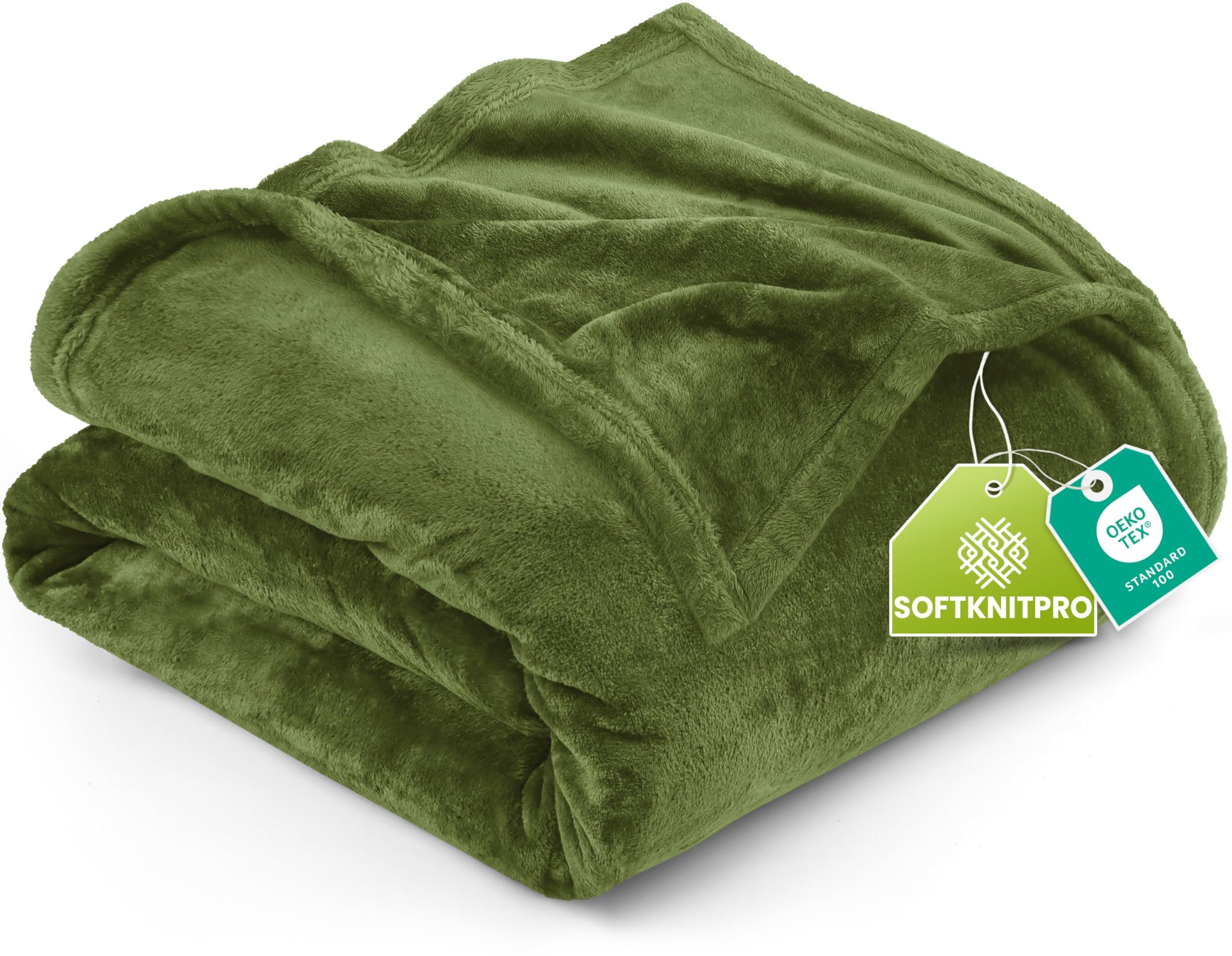 Utopia Bedding Queen Fleece Blanket 228x228cm 300GSM – Soft Fluffy Large Versatile Luxury Decorative Throw For Sofa, Bed & Settees – Cosy Breathable Warm Blanket, All Weather Gift, Olive