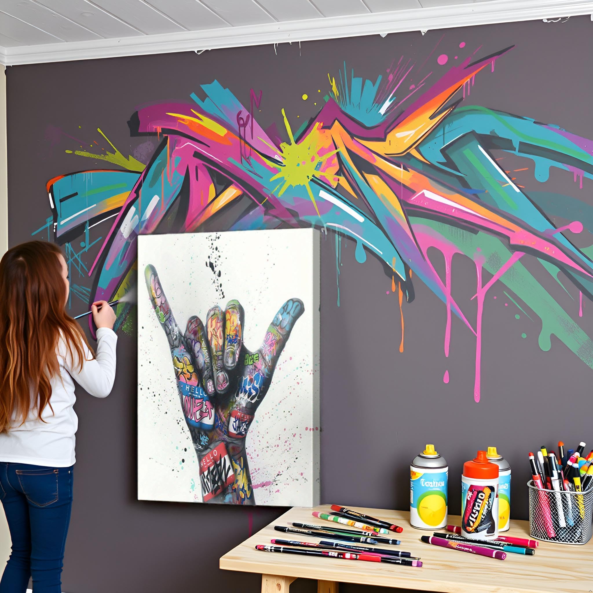 Amazon.co.jp: グラフィティ アート キャンバス シャカ サイン