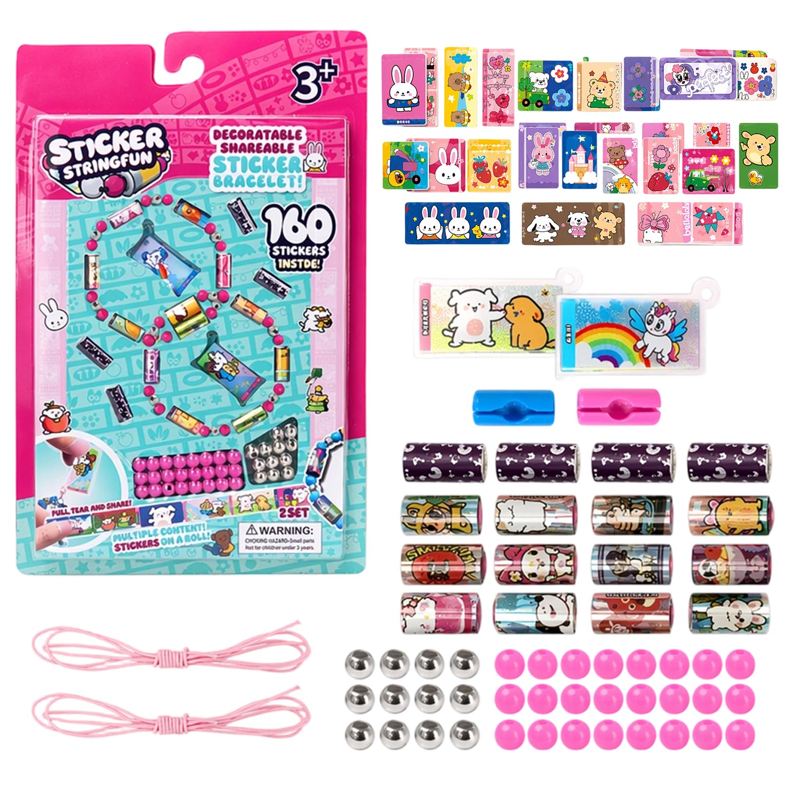 Rndqw Sticky Rolls Bracelet, 160 DIY Wearable Bracelet Craft Set for Girls