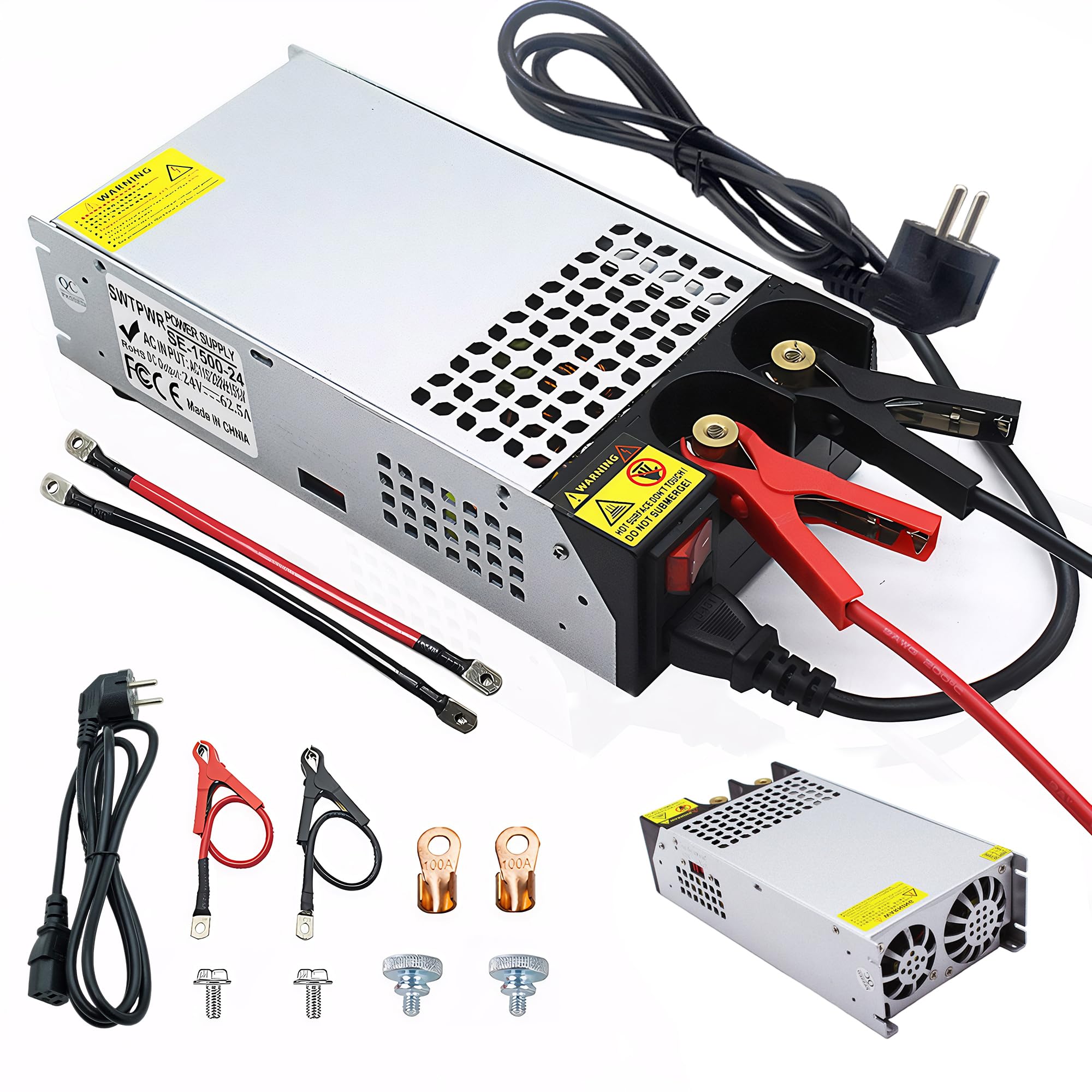 DC 24V 62.5A 1500W Alimentation Transformateur 230V CA à CC 24V 62.5A Convertisseur 1500W Alimentation pour 24V Driver LED Moteur Pompe Caméra Sécurité CCTV Radio SMPS 110V/230V