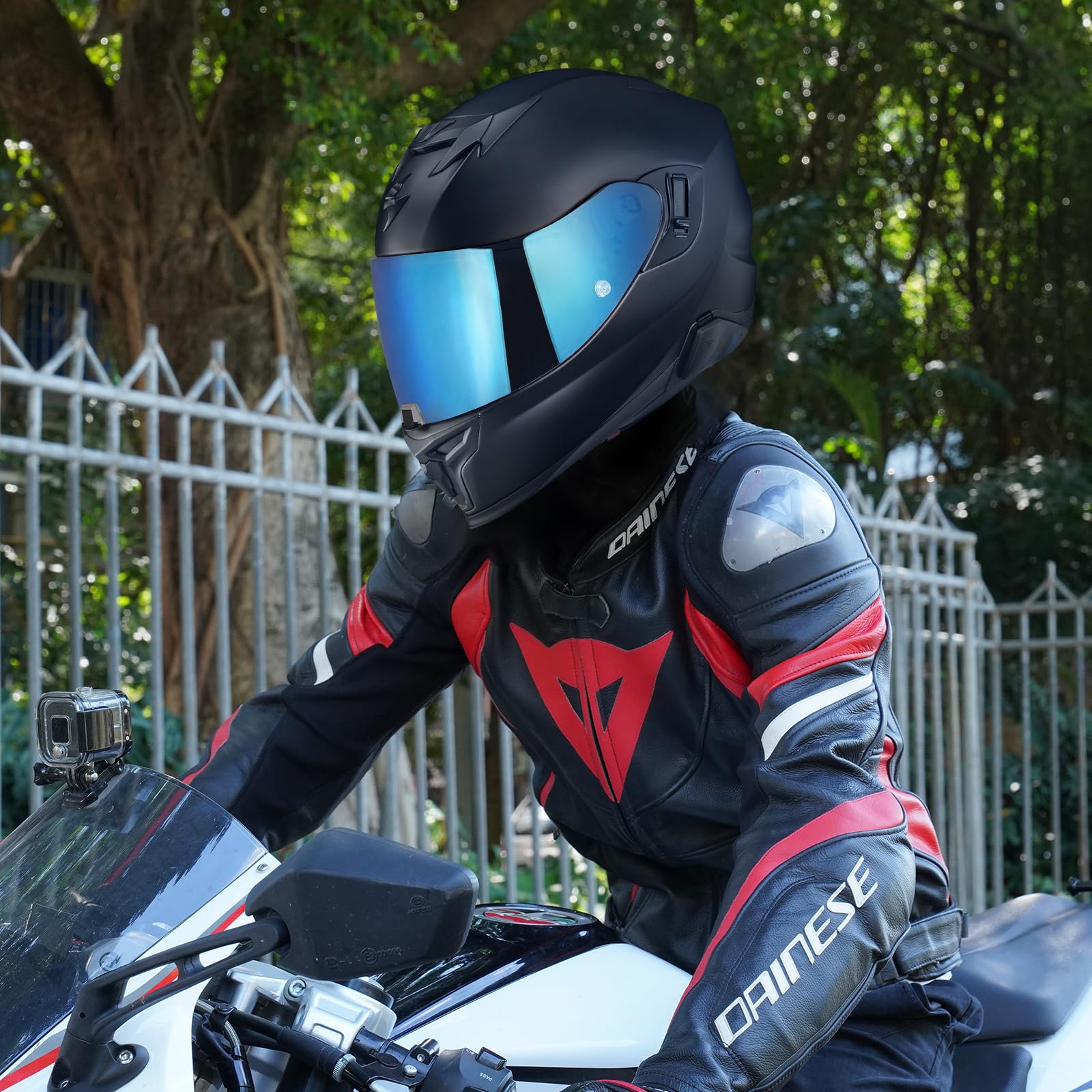 Helmvisier für EXO-T520/1400/391 R1 Motorradhelm Visier Motorrad Windschutz Helm Objektiv Visier Motorradhelm UV-Schutz Helm Ersatz (Chrom Blue)