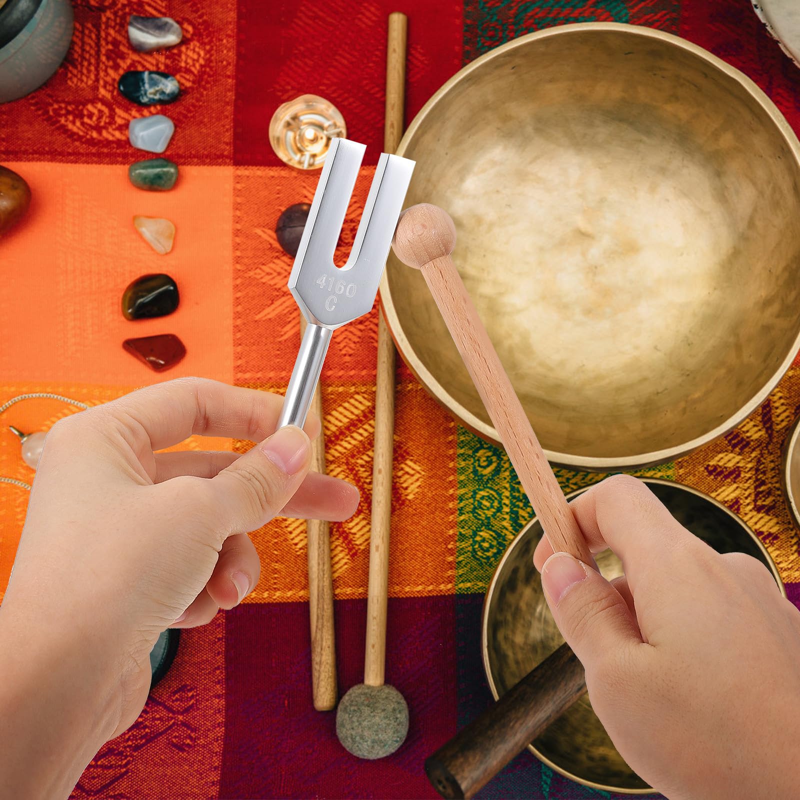 GALPADA Set di Diapason in Lega di Alluminio con Martello per Chitarra e Terapia Chakra, Include Borsa Portaoggetti, Strumento per Esperimenti di Fisica, Accordatura Precisa