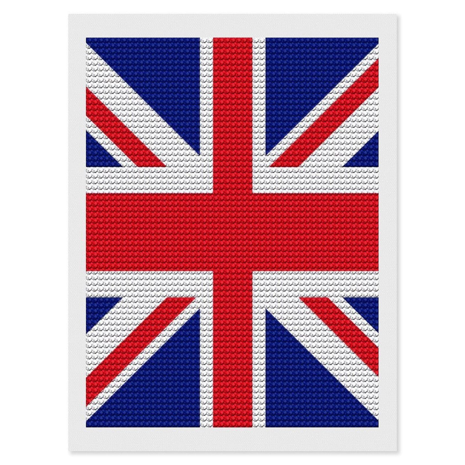 Nclqvjxzkhw Style British Flag Diamond Art Painting For Adult Round Diamonds Pictures Arts Crafts Home Wall Decor 12"X16"