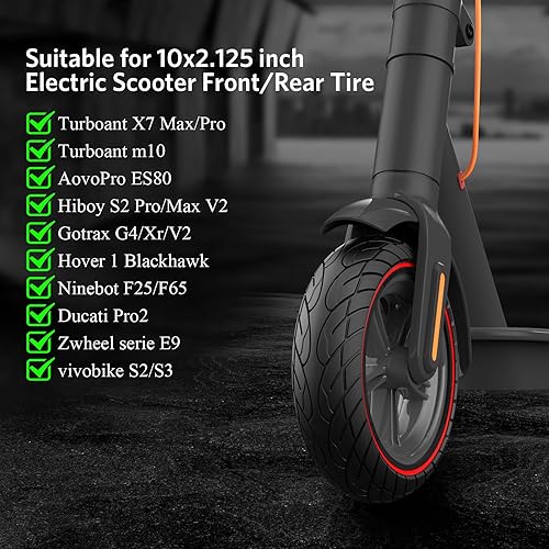 Miniatura 9 de Neumático sólido de 10 x 2.125, neumáticos de goma sólida de 10 pulgadas de 10 x 2.125 pulgadas, neumático de scooter eléctrico sólido sin cámara,