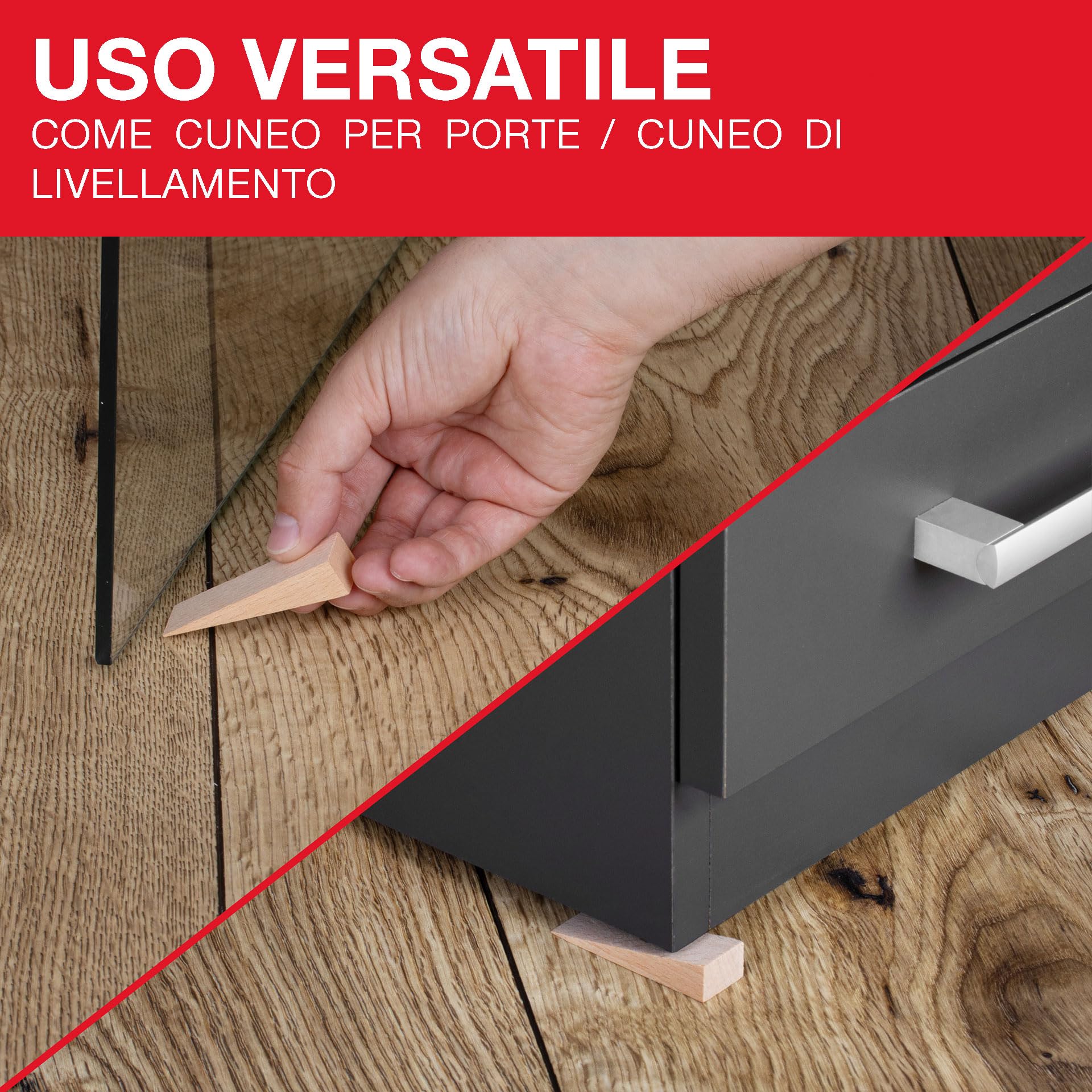 LouMaxx Set di 10 cunei in legno di faggio naturale – duri come cuneo turco – cunei di montaggio – made in Europe