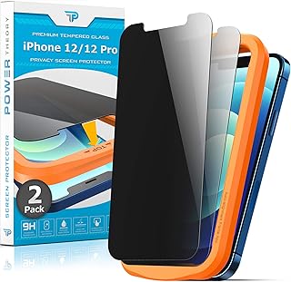 Power Theory Privacy Screen Protector for iPhone 12/iPhone 12 Pro Tempered Glass [2 Pack] Anti Spy protection with Easy Install Kit [Case Friendly][6.1 Inch]