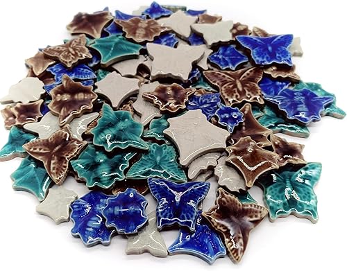 Miniatura 7 de EDFLIFE Azulejos de cerámica esmaltada para manualidades, azulejos de mosaico de porcelana con patrón de insectos al azar de 1 libra para