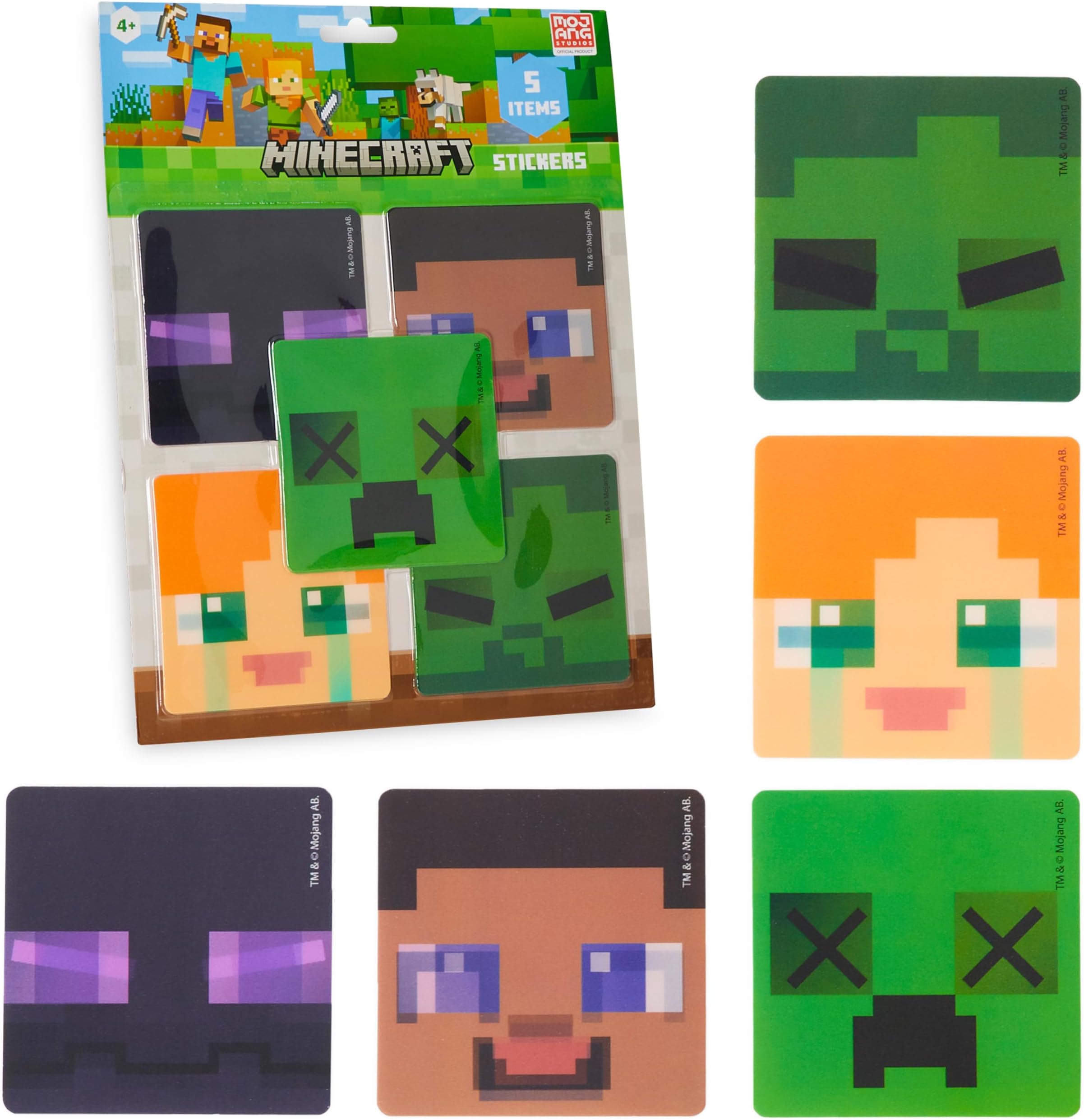 Amazon.com: Minecraft 3D Stickers for Kids, Pack of 5 Lenticular Motion ...
