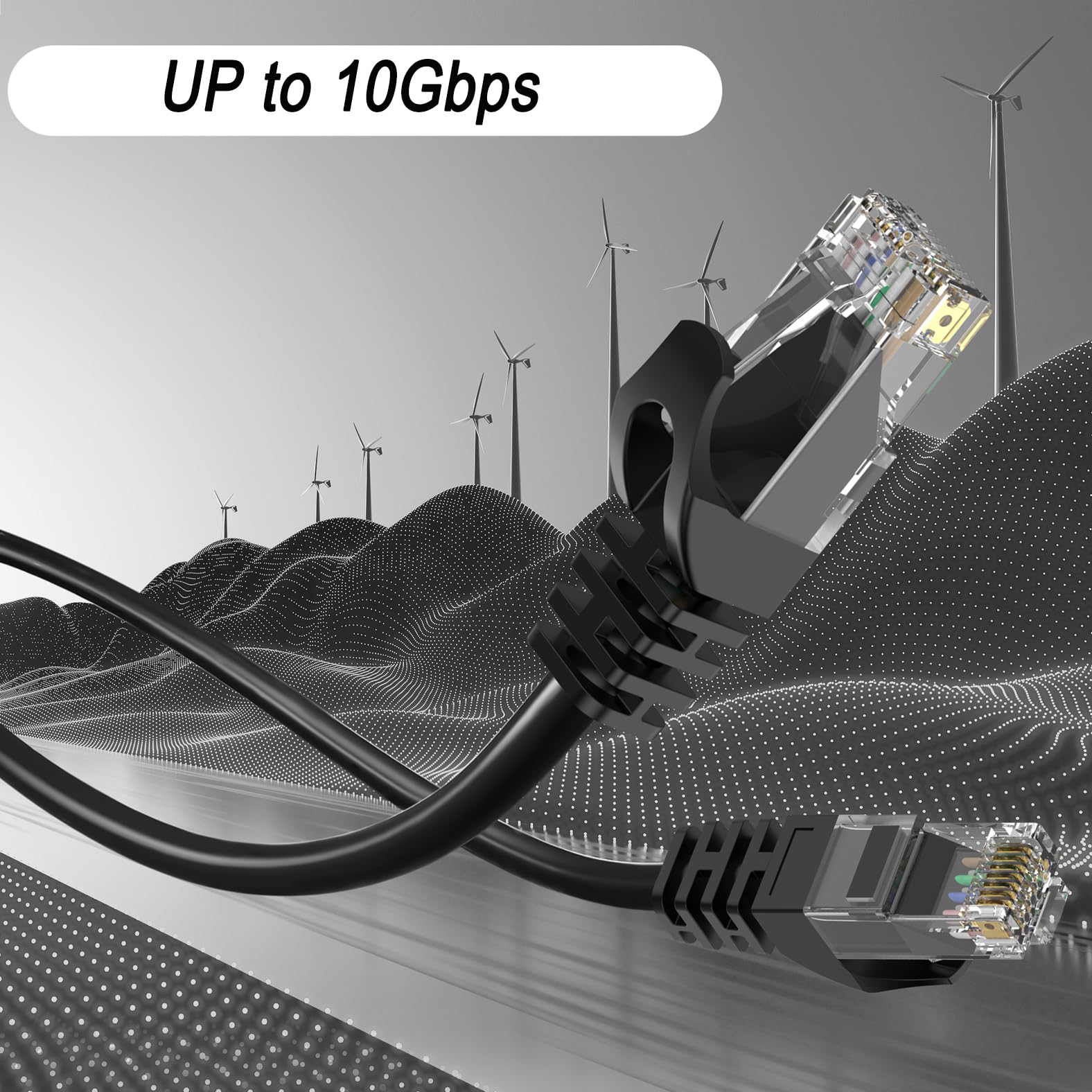 Cavo Ethernet CAT6 650FT 23AWG ad alta velocità 500MHz 10Gbps velocità di trasmissione, più veloce del cavo Ethernet Cat 5e/Cat 5. Ampiamente usato in computer, laptop Nero-60 m