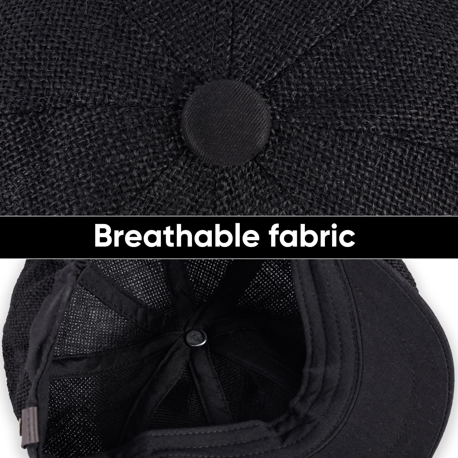 Beret Gorro Hombre, 8 Paneles Ajustable Verano Transpirable Plana Newsboy Sombrero, Moda Golf Driving Fishing Gorras para Hombre Mujere, 55-59 CM