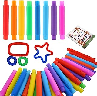30 Pack Pop Tubes Sensory Toys, UrChoice Fine Motor Skills & Learning for Toddlers, Fidget Toys and Activities Toys for Kids