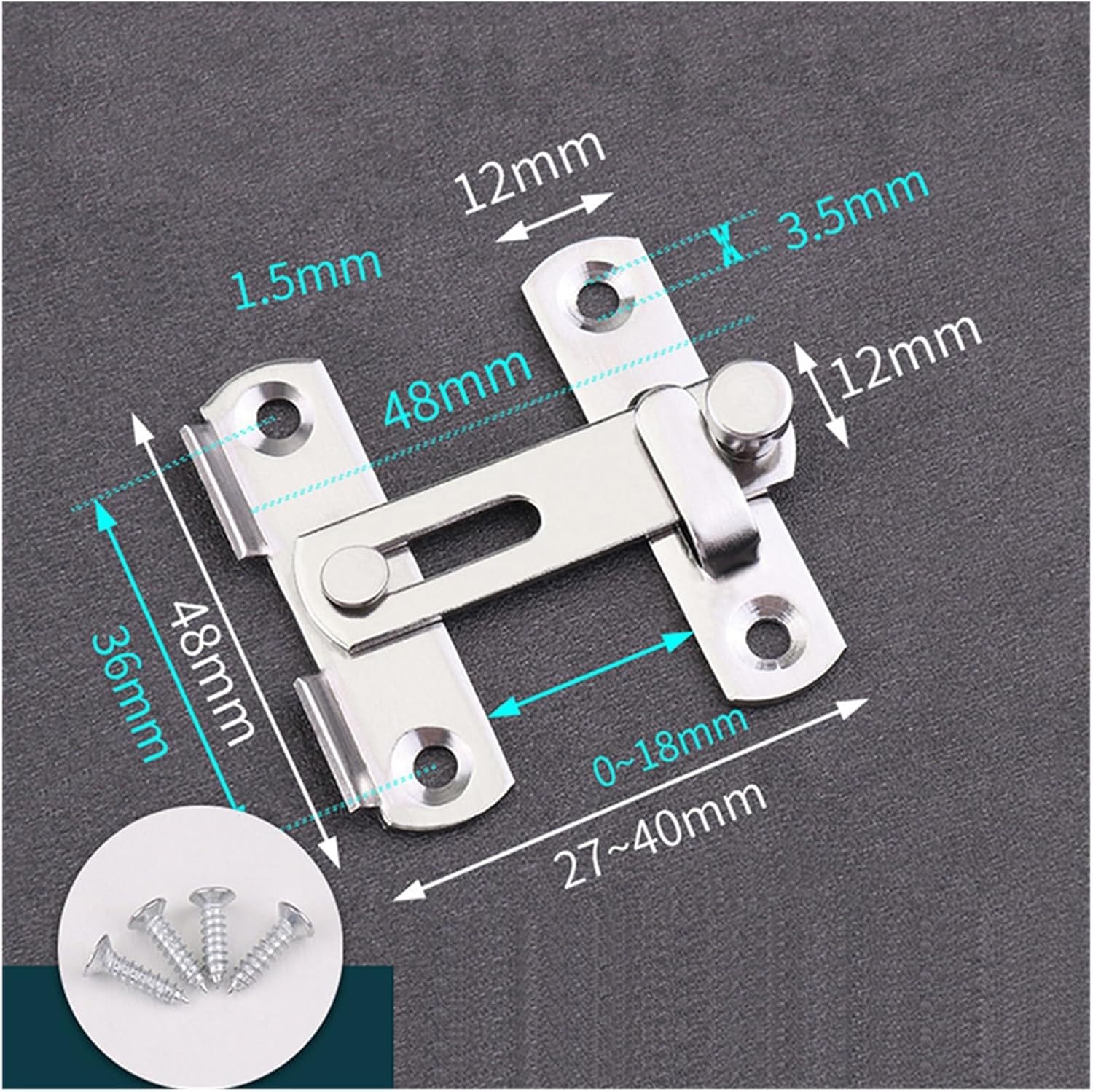 SBTRKT Black Iron Right Angle Barn Lock Door Lock Guard Latch Bolt 90 180 Degree Stainless Steel Toggle Latch Sliding Barn Door Lock (Color : 1 Set, Size : A8)