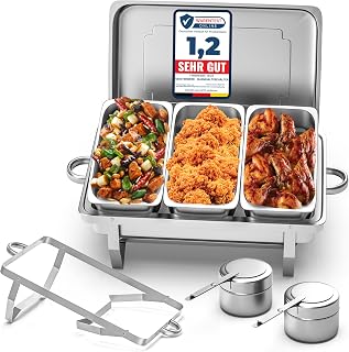 MEISTERWERK Warmhaltebehälter Essen (1er Set) - Erstklassiger 410 Edelstahl Chafing Dish - Warmhaltebehälter für Speisen inkl. Anleitung - Speisenwärmer ideal für Events & Partys