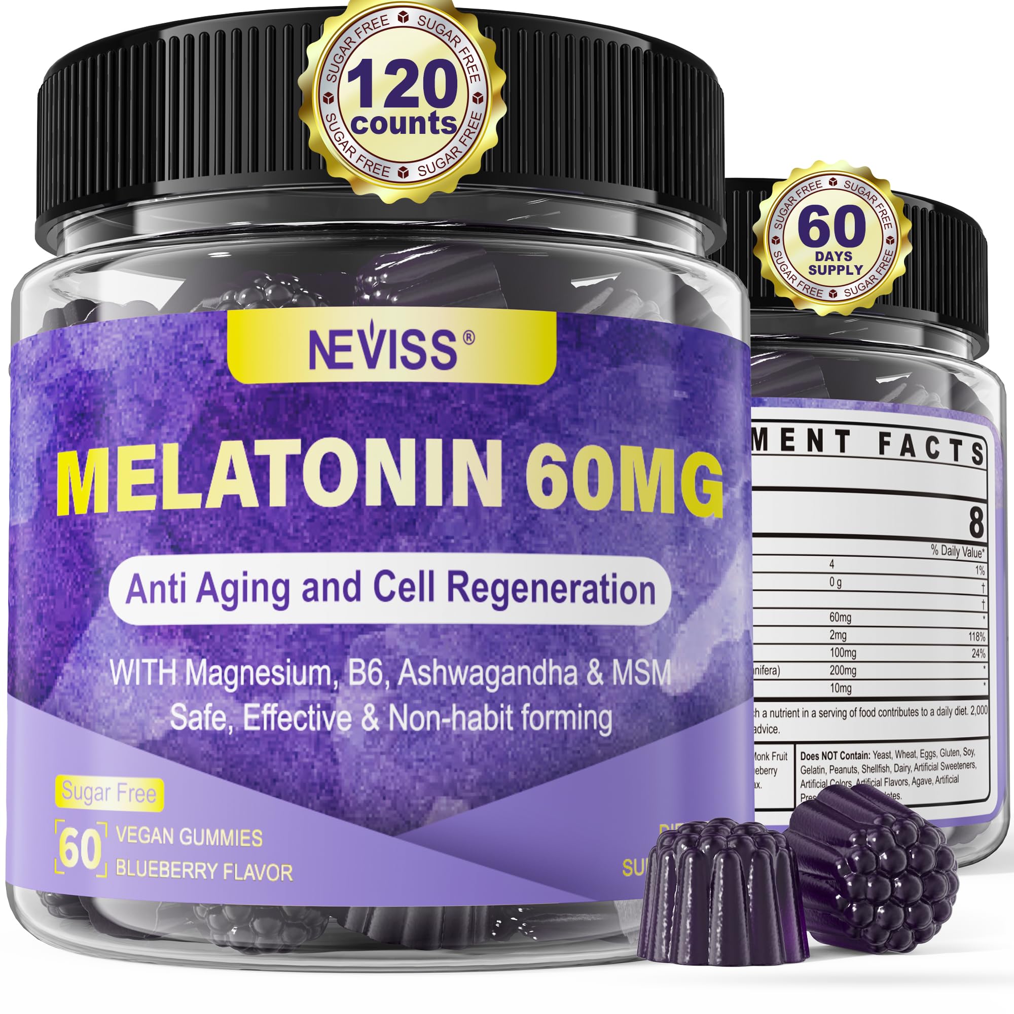 NEVISS Antioxidant & Brain Support Melatonin 60mg 30mg - sleep supplements | Mubboo
